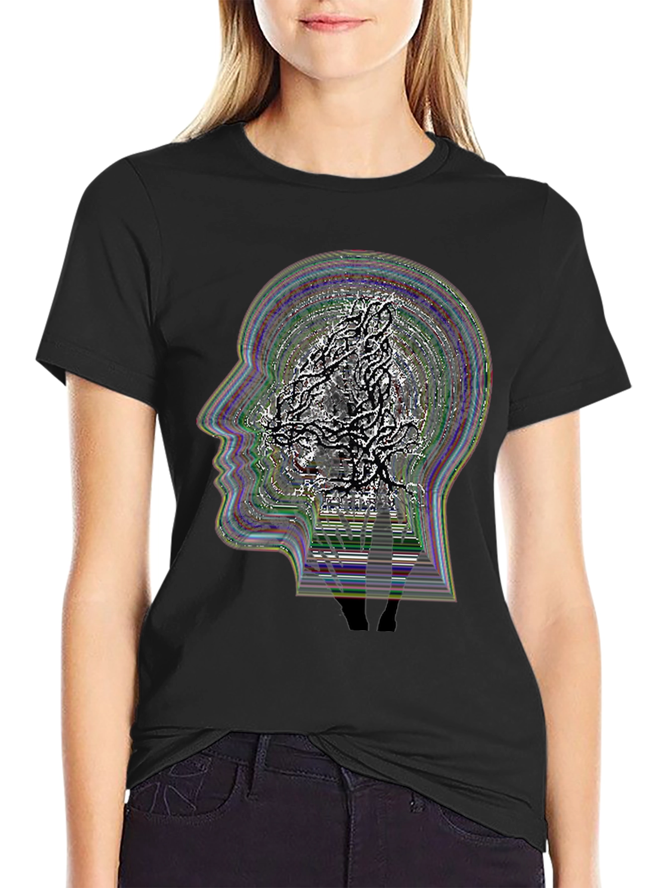 Psychedelic Mind Tree Graphic Tee - Black