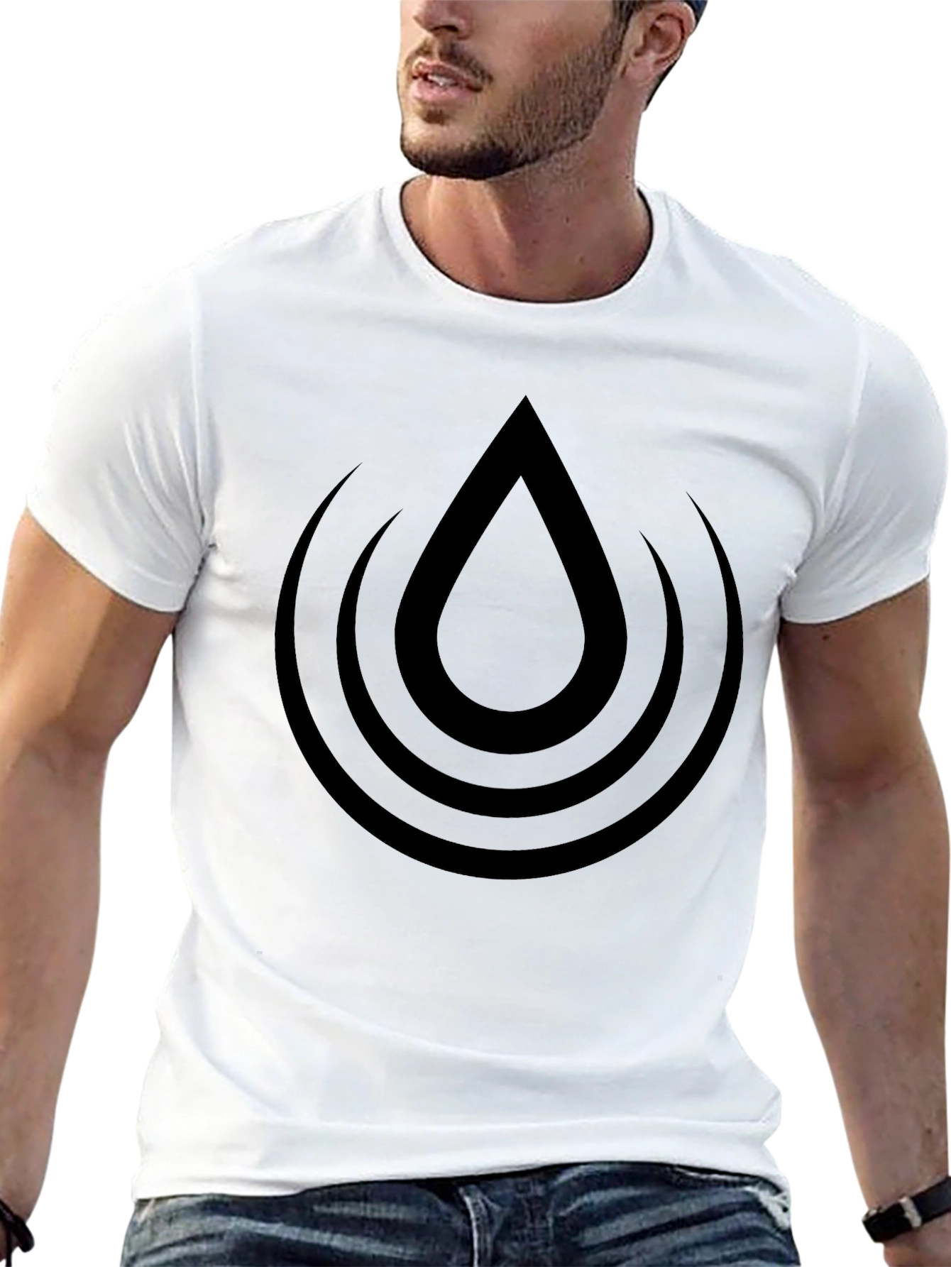 Black T-Shirt with Water Drop Design