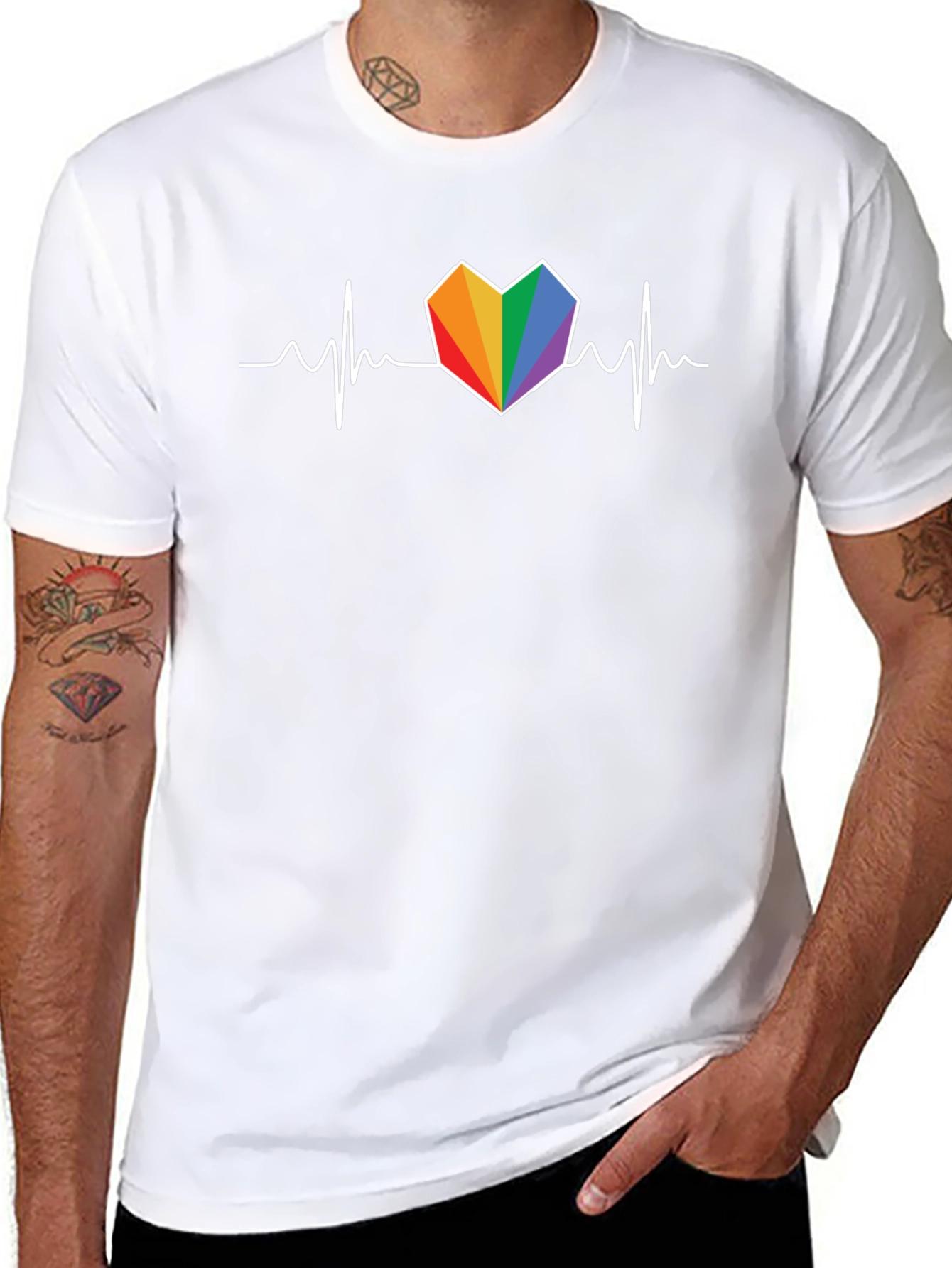 Rainbow Heartbeat T-Shirt - Pride Love Tee