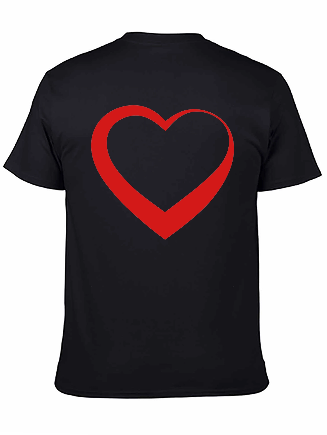 Bold Red Heart Graphic Black T-Shirt
