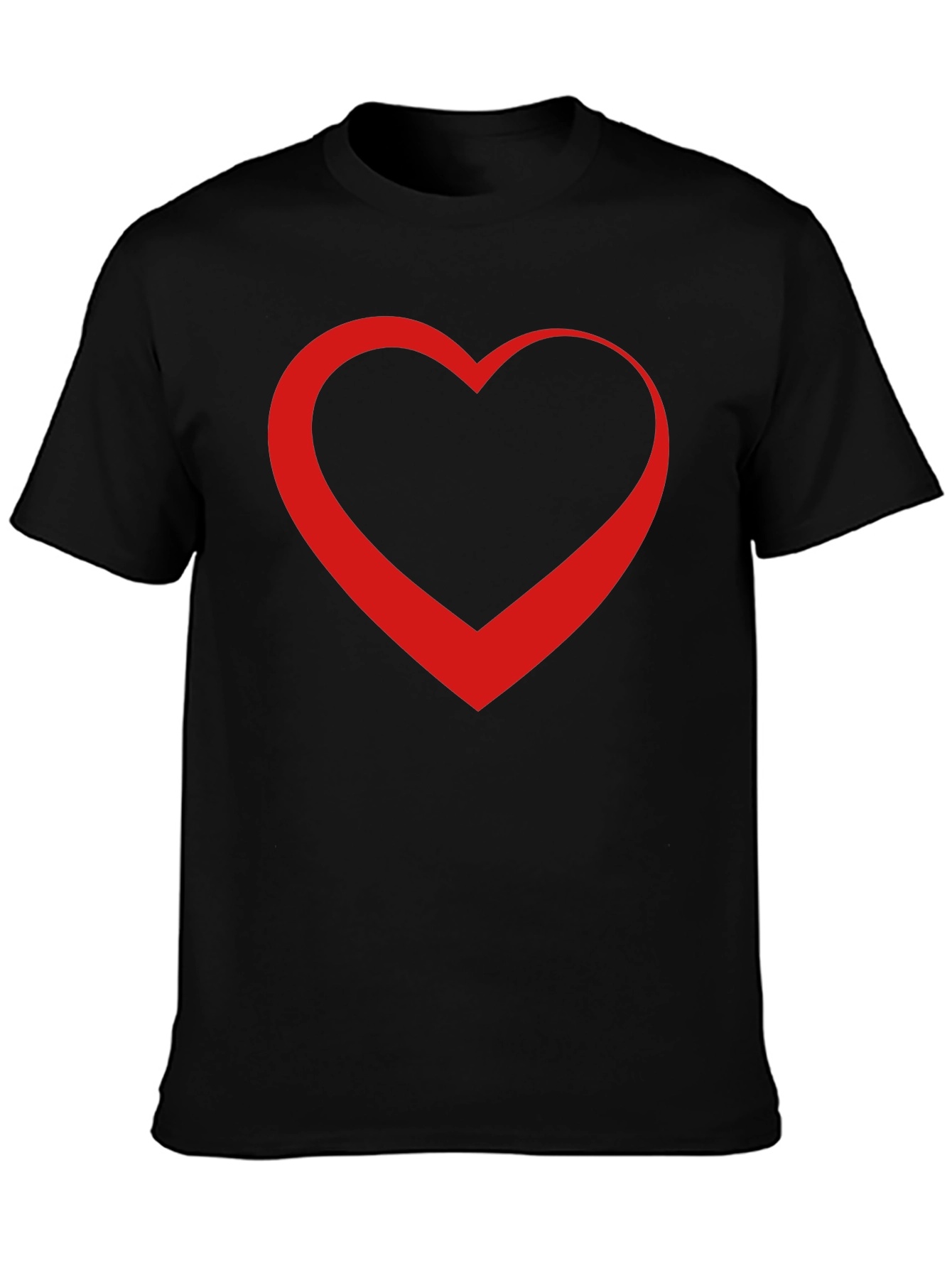 Bold Red Heart Graphic Black T-Shirt
