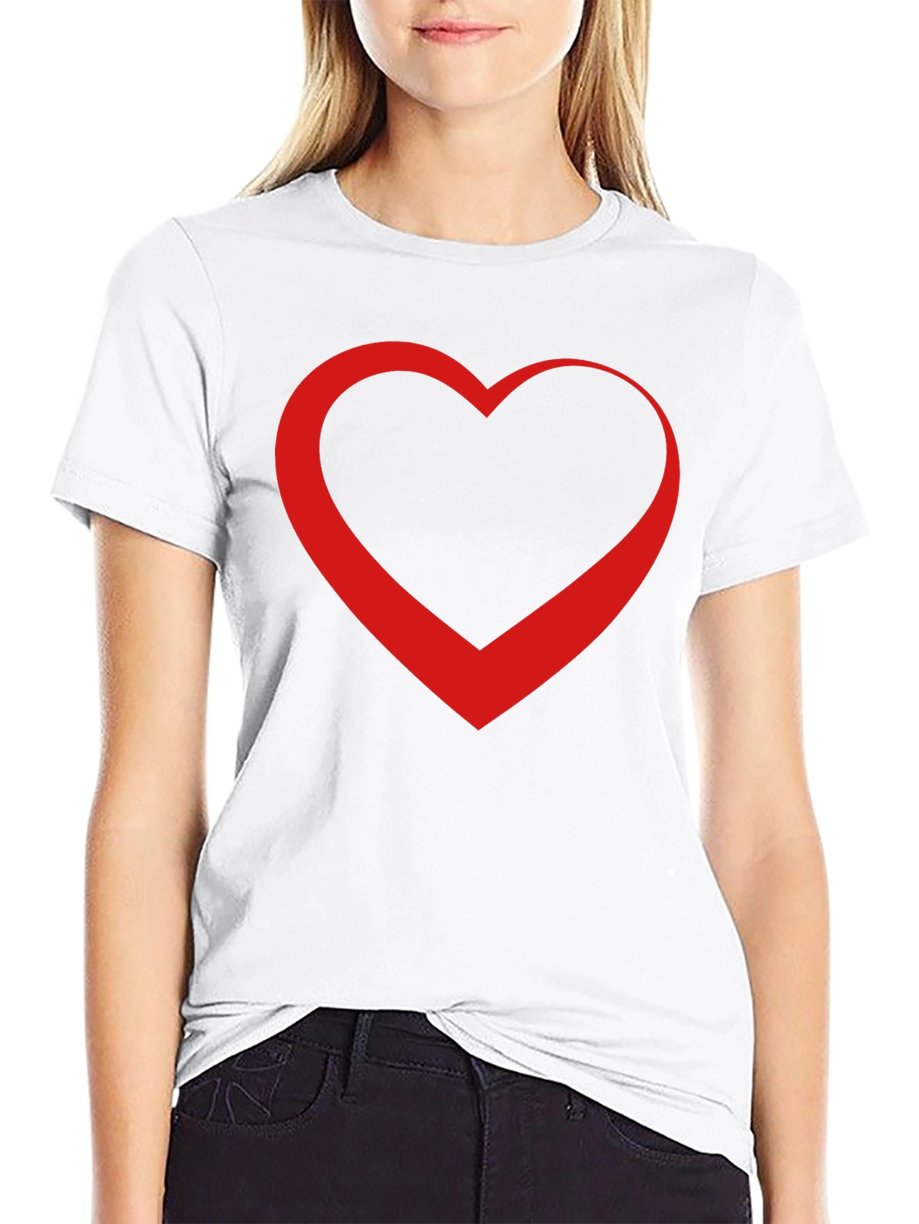 Bold Red Heart Graphic Black T-Shirt