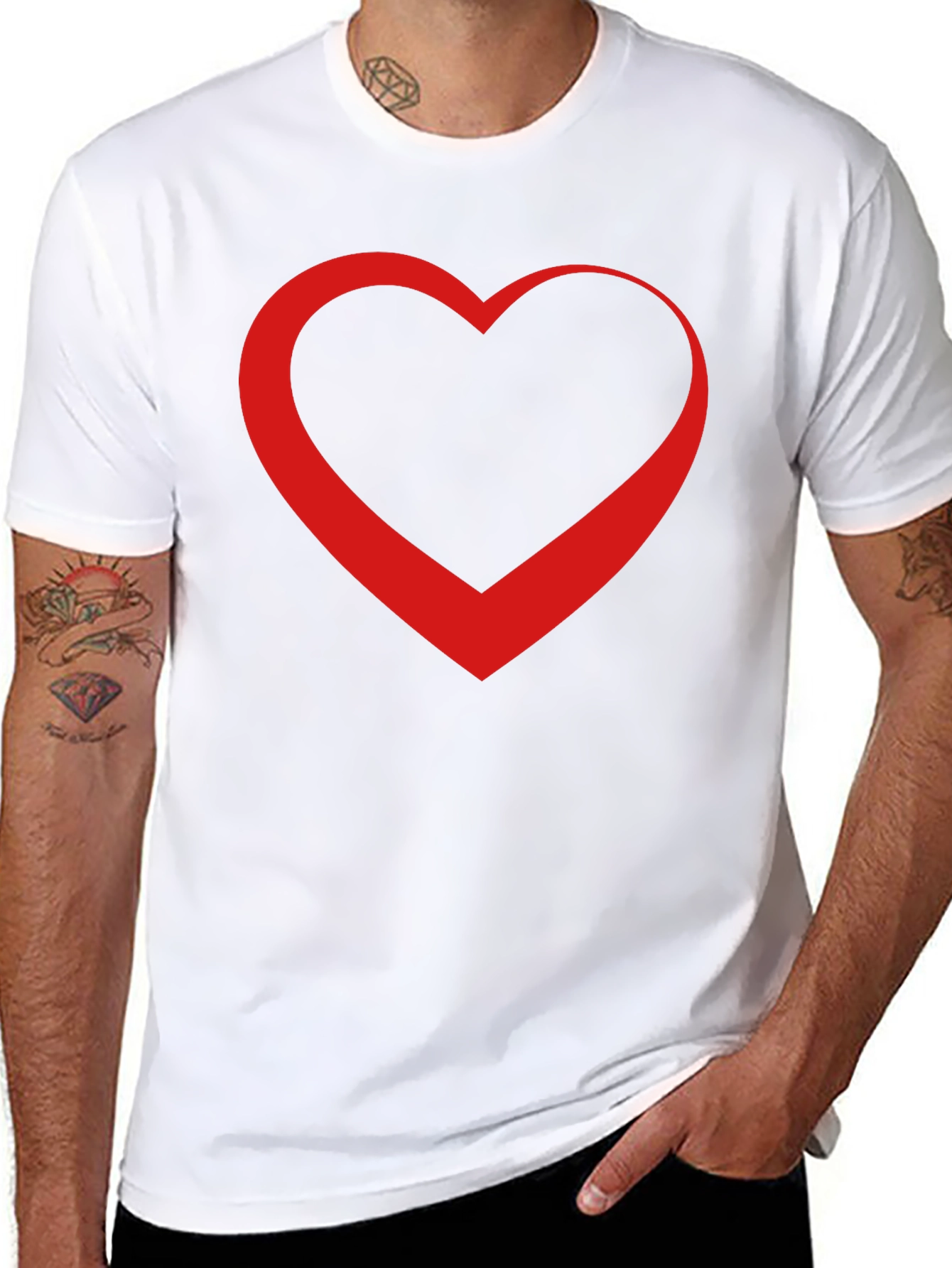 Bold Red Heart Graphic Black T-Shirt