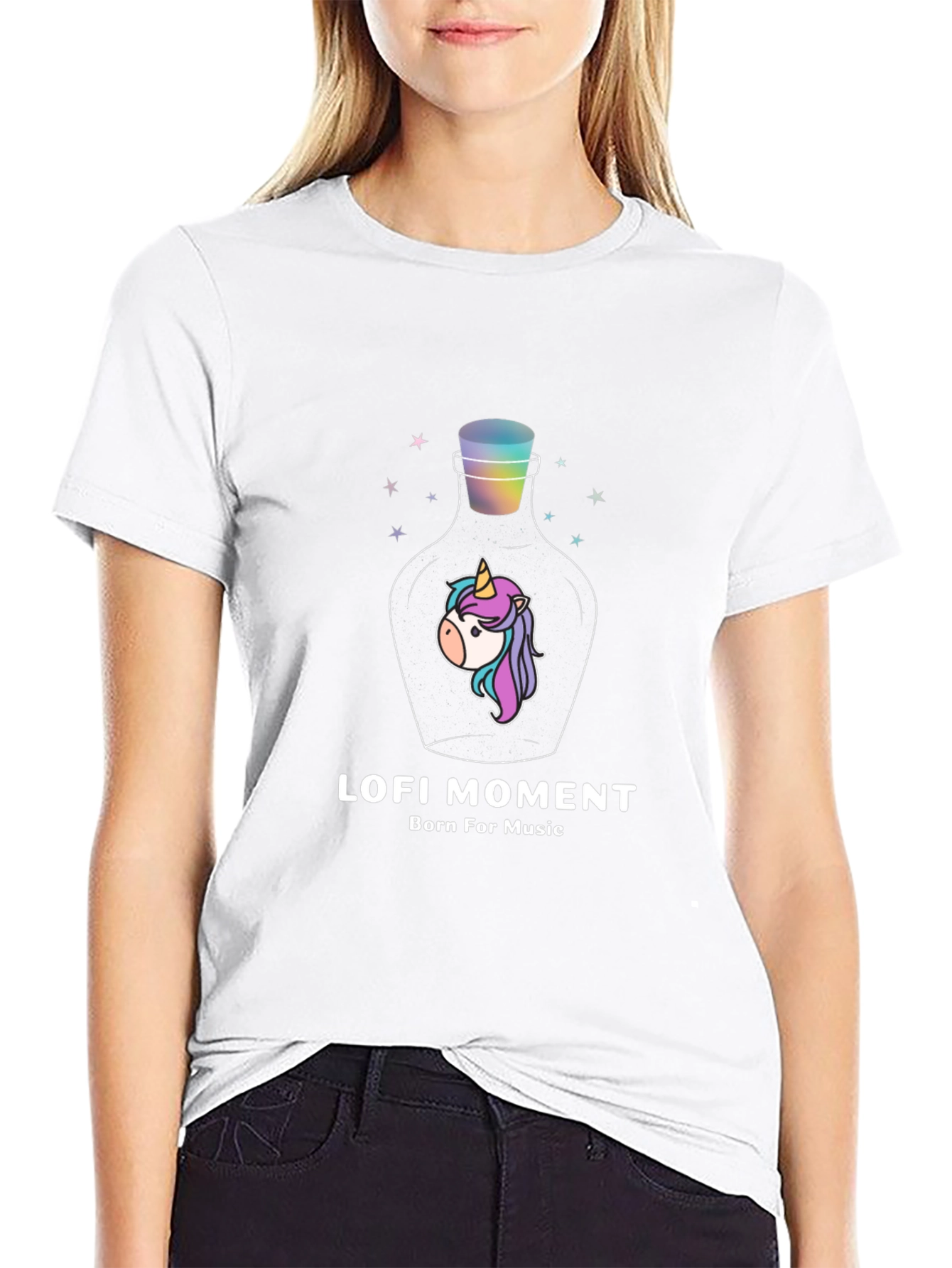 Lofi Moment Unicorn Bottle Graphic T-Shirt