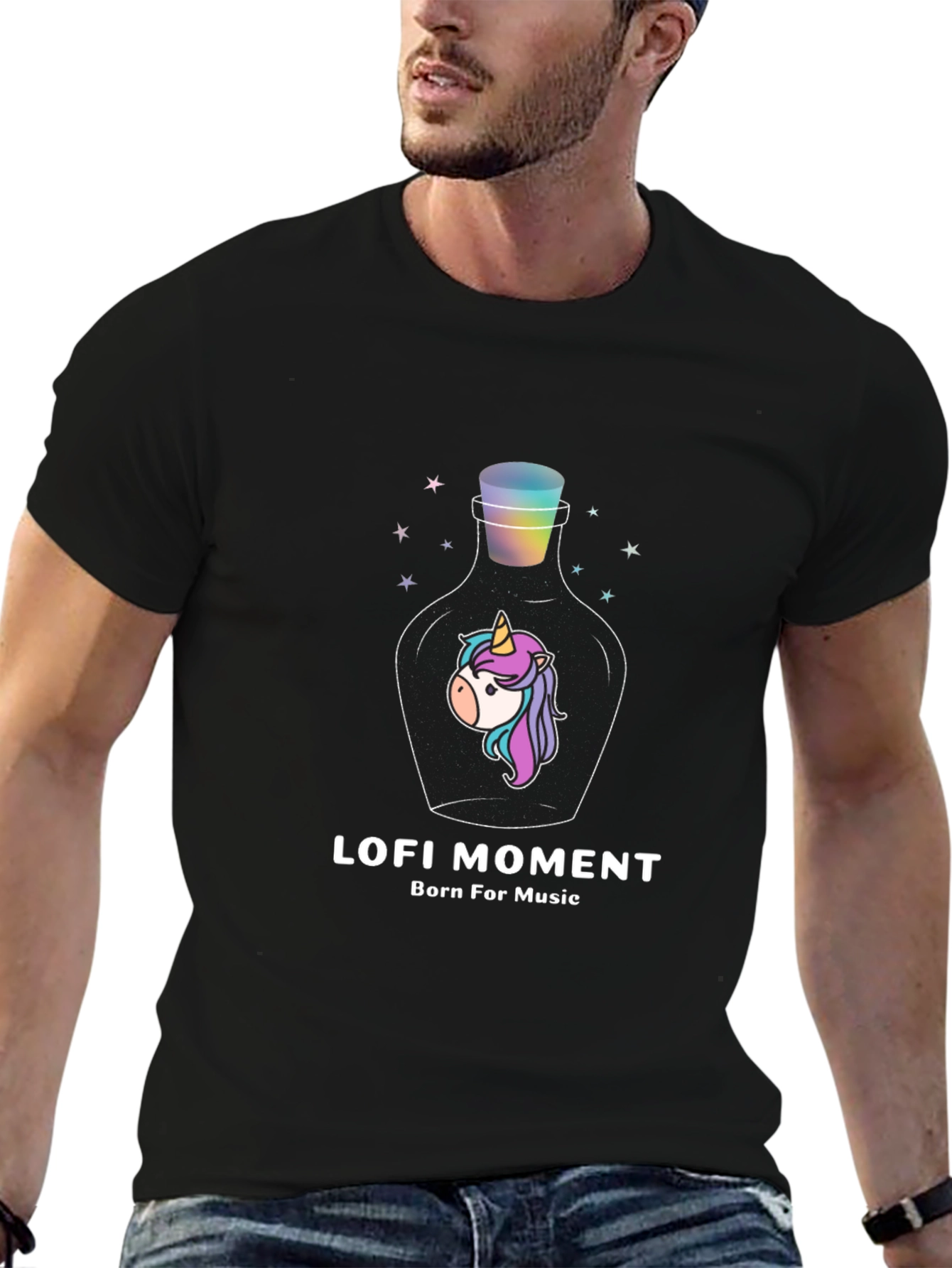 Lofi Moment Unicorn Bottle Graphic T-Shirt