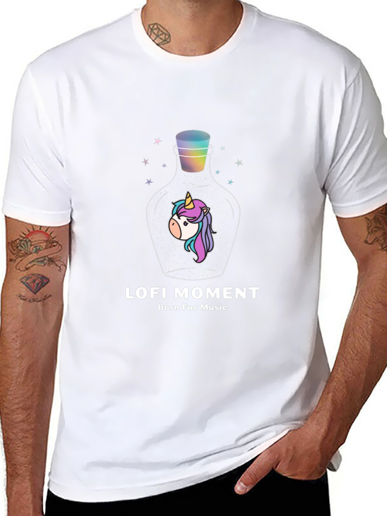 Lofi Moment Unicorn Bottle Graphic T-Shirt