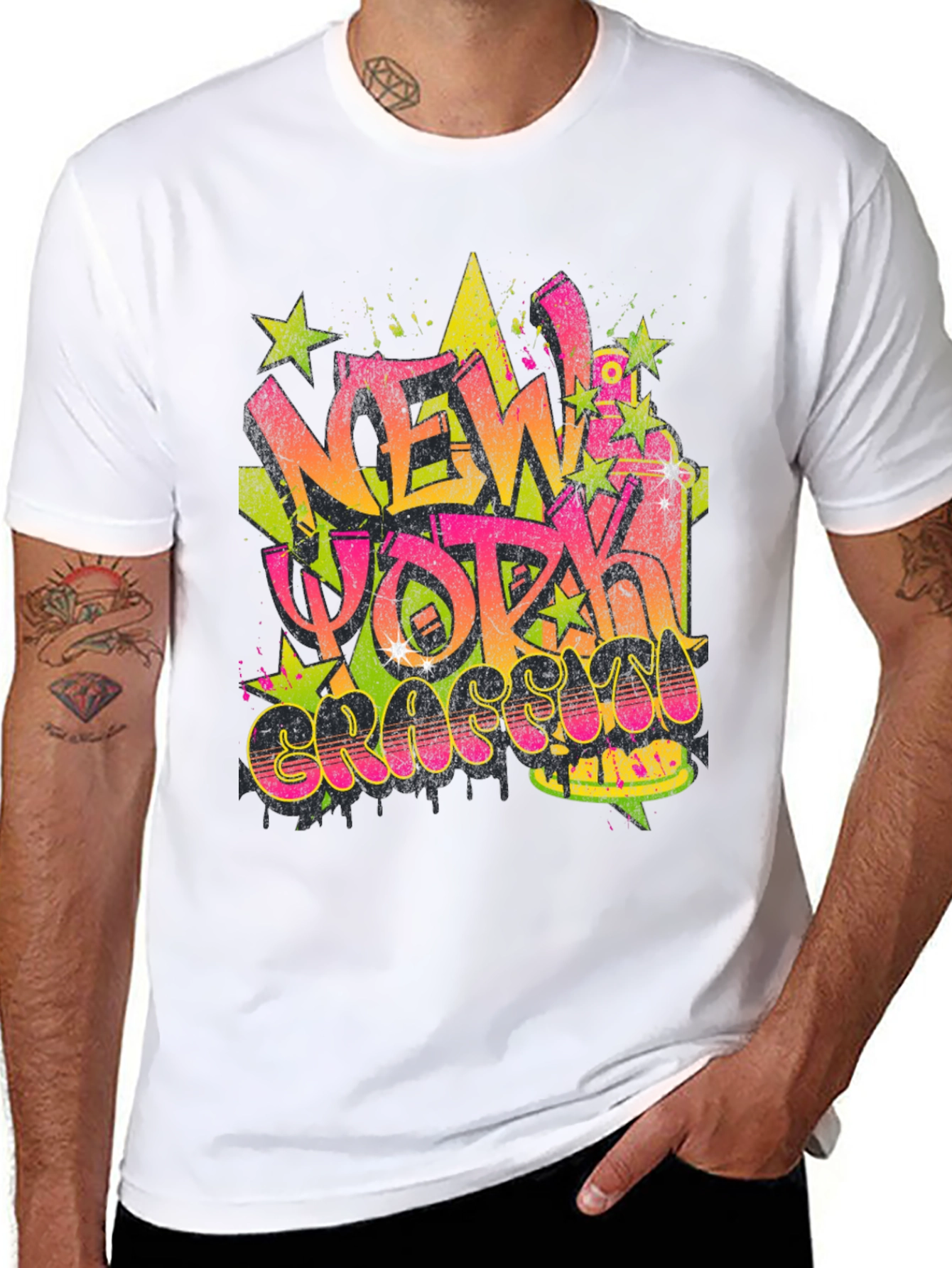 New York Graffiti Graphic Black T-Shirt