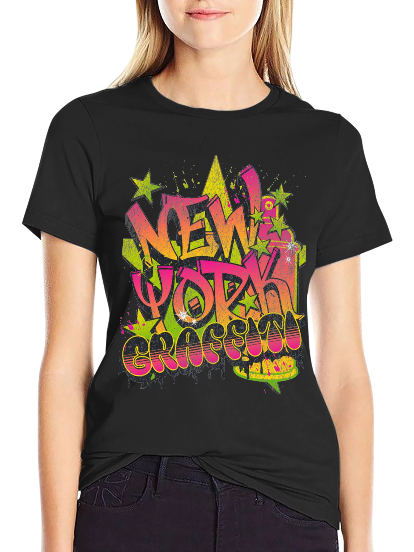 New York Graffiti Graphic Black T-Shirt
