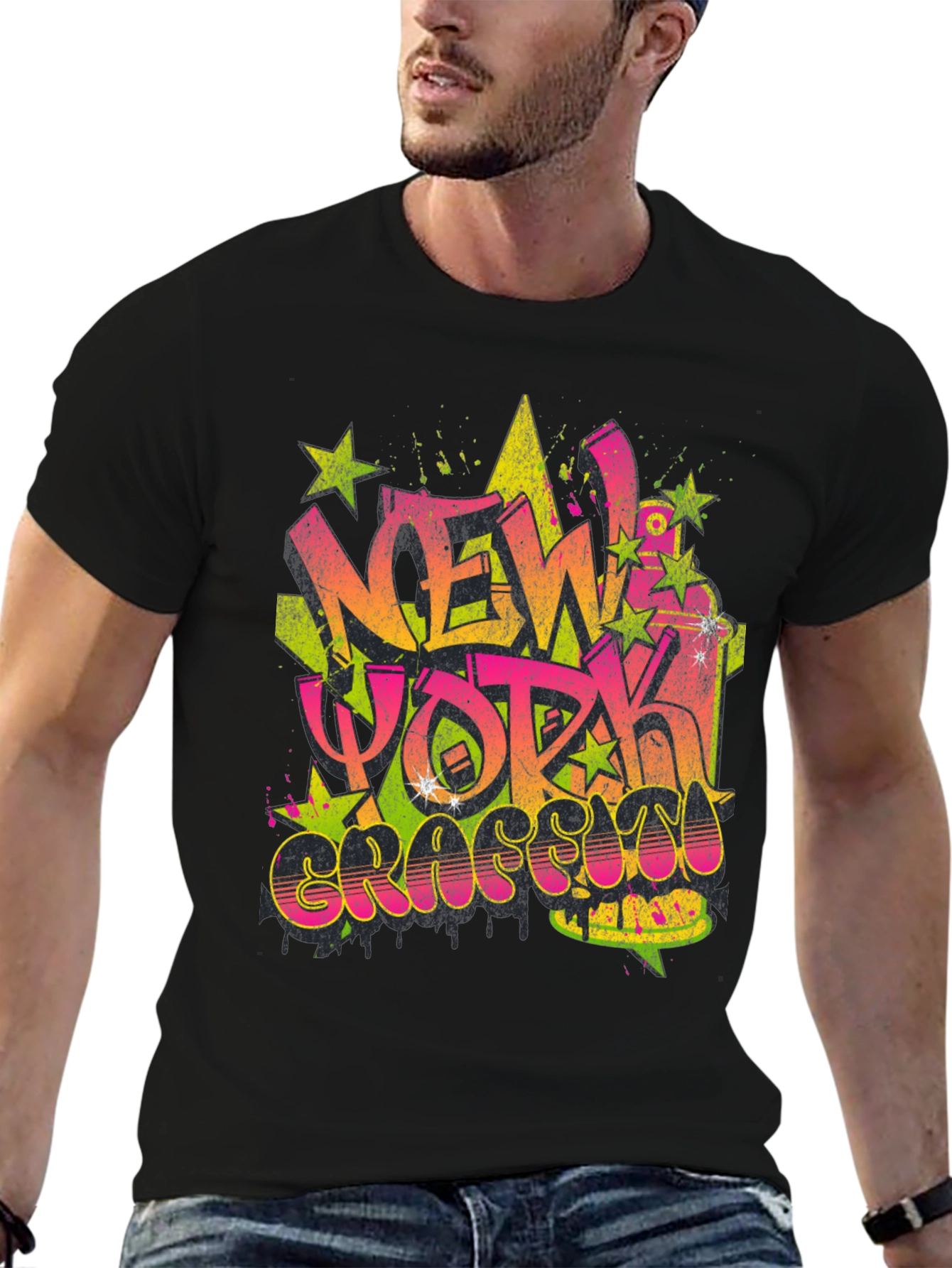 New York Graffiti Graphic Black T-Shirt