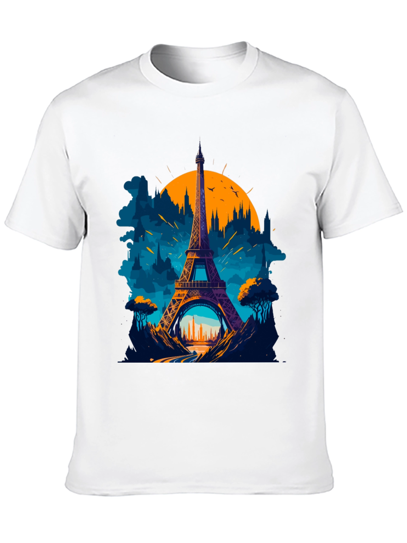 Paris Eiffel Tower Graphic Tee - Black Cotton T-Shirt