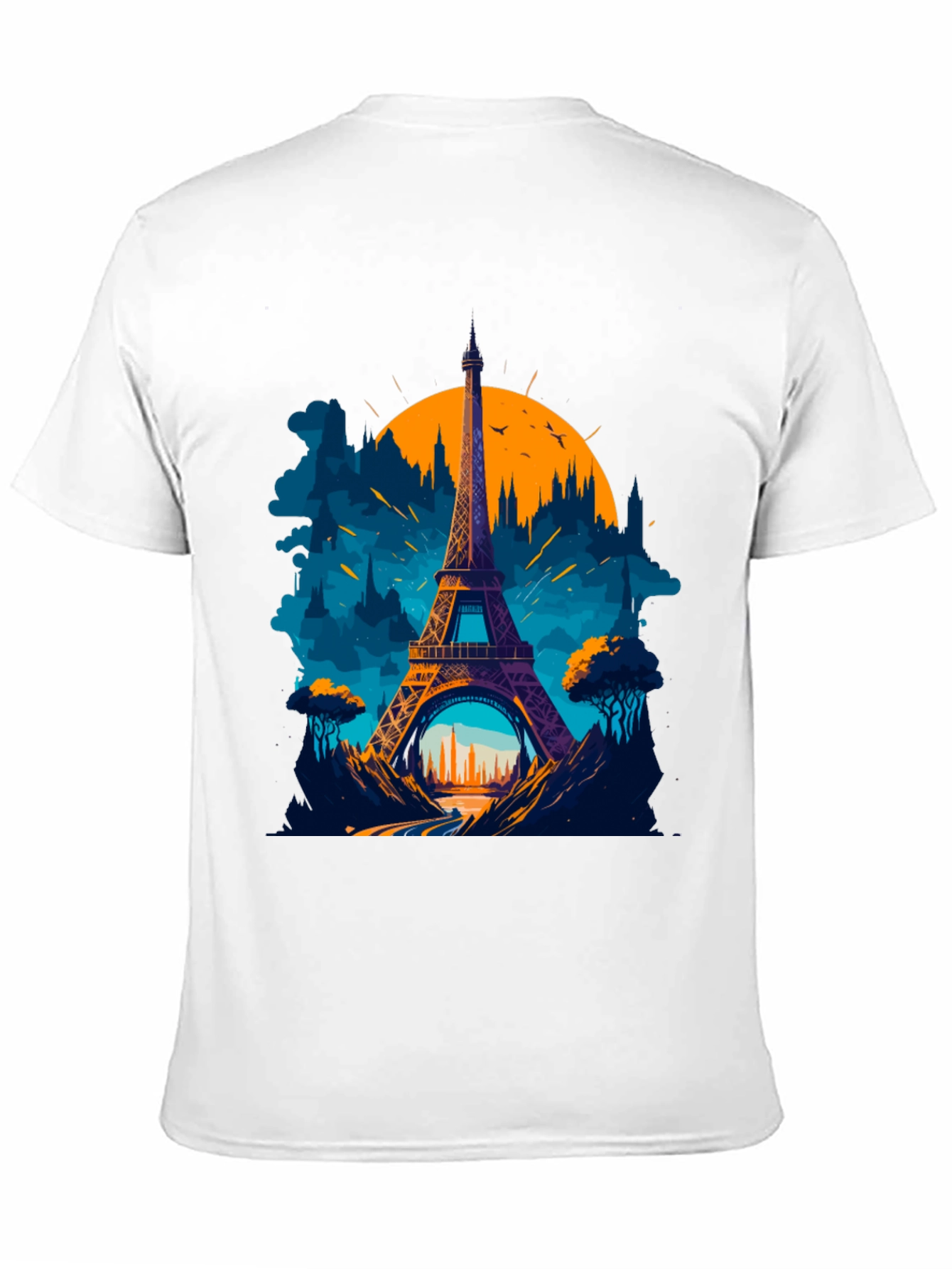 Paris Eiffel Tower Graphic Tee - Black Cotton T-Shirt