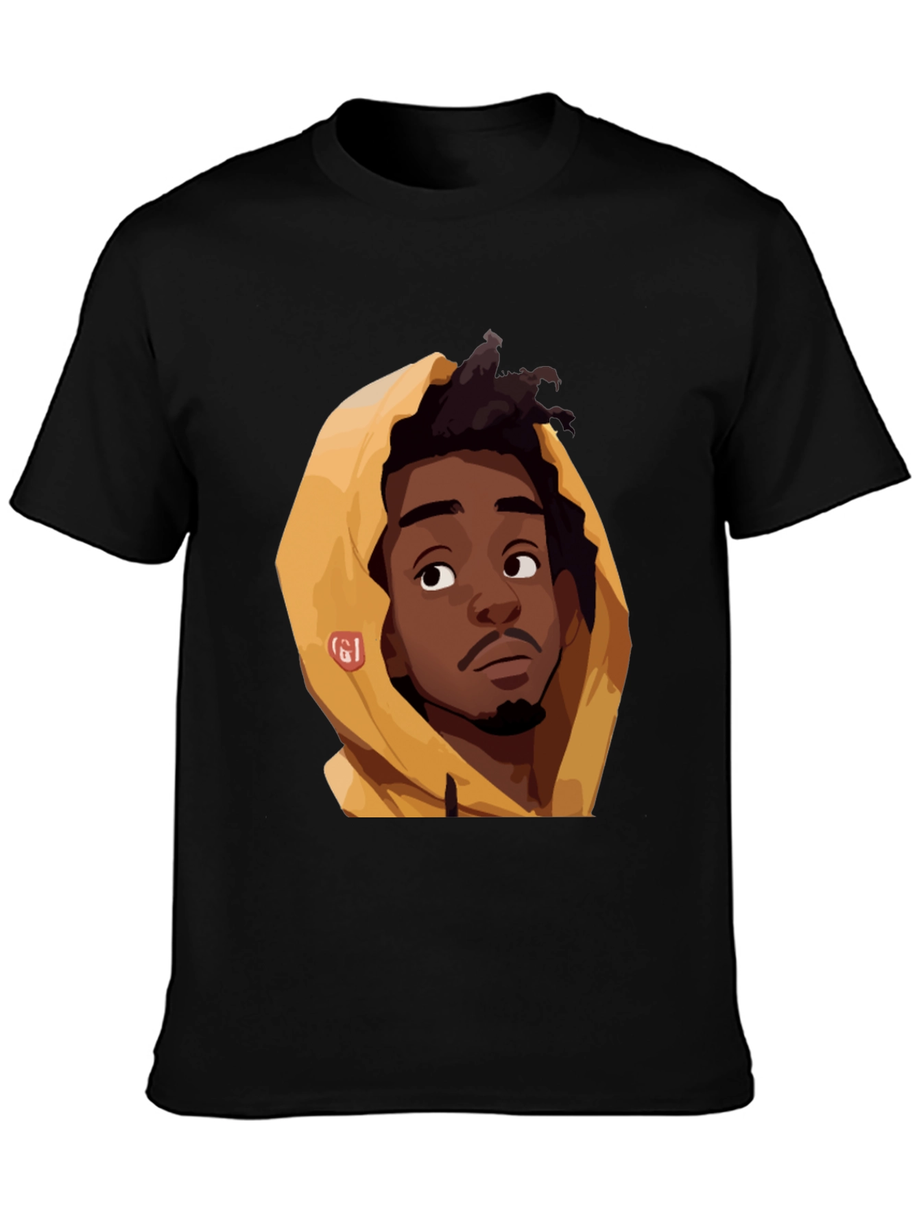 Cartoon Portrait Graphic Black T-Shirt
