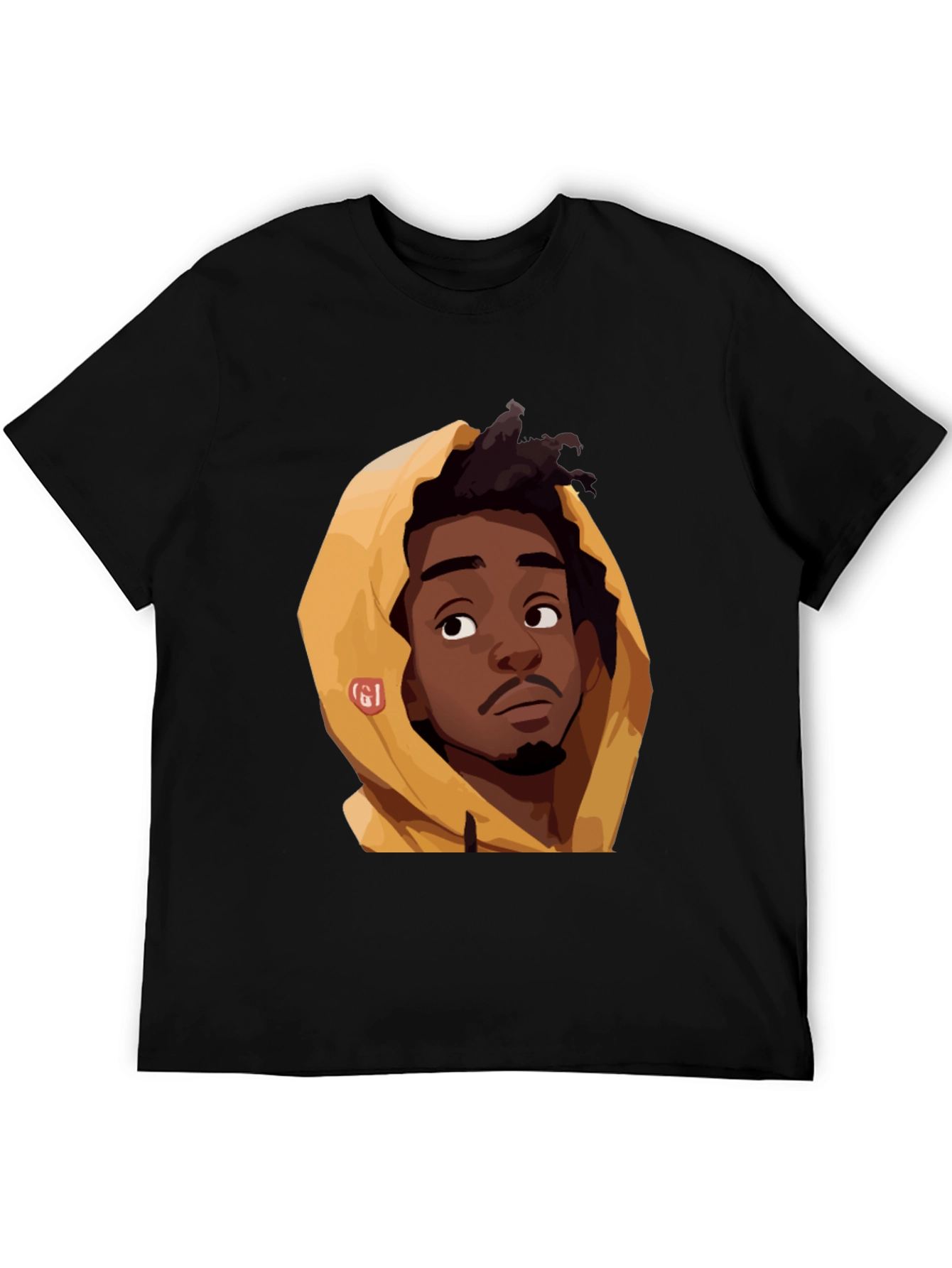 Cartoon Portrait Graphic Black T-Shirt