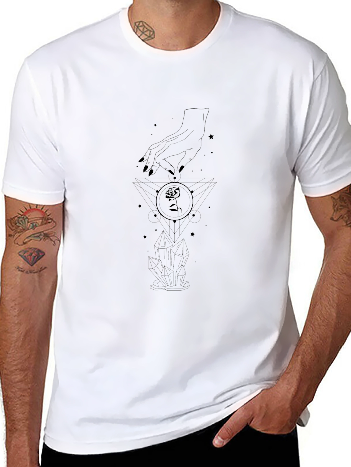 Mystic Hand & Rose Black T-Shirt