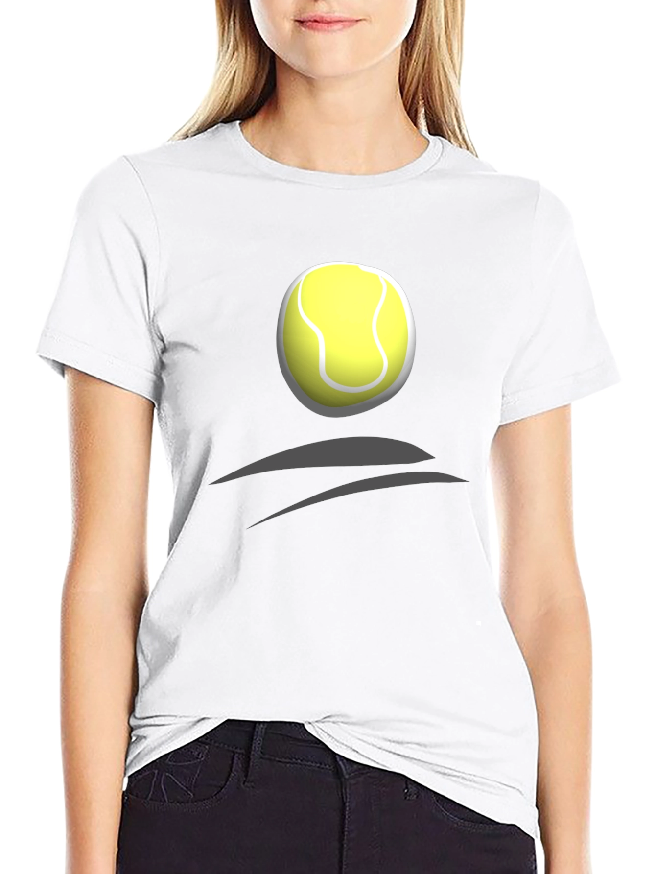 Tennis Ball Graphic Tee - Black Cotton T-Shirt