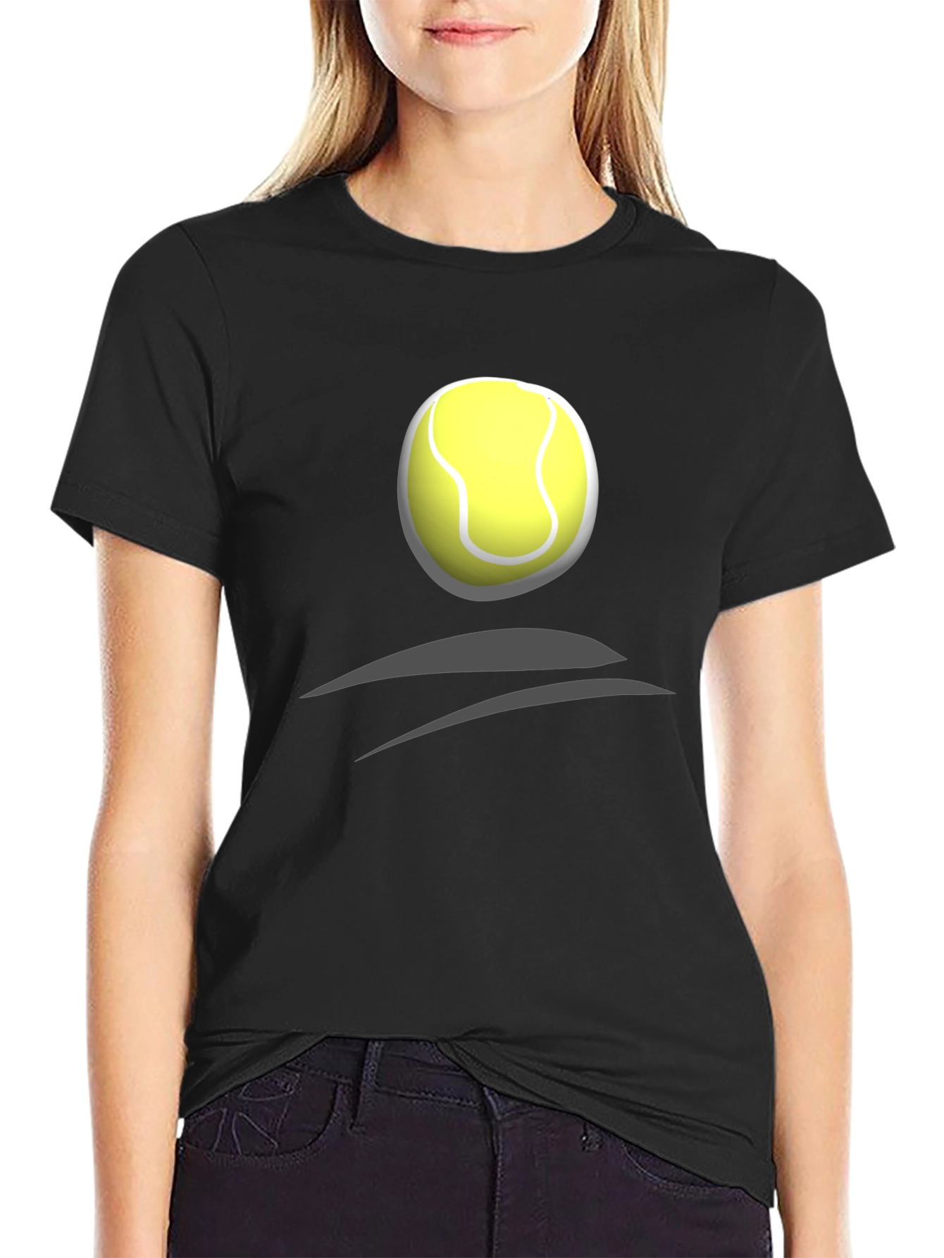Tennis Ball Graphic Tee - Black Cotton T-Shirt