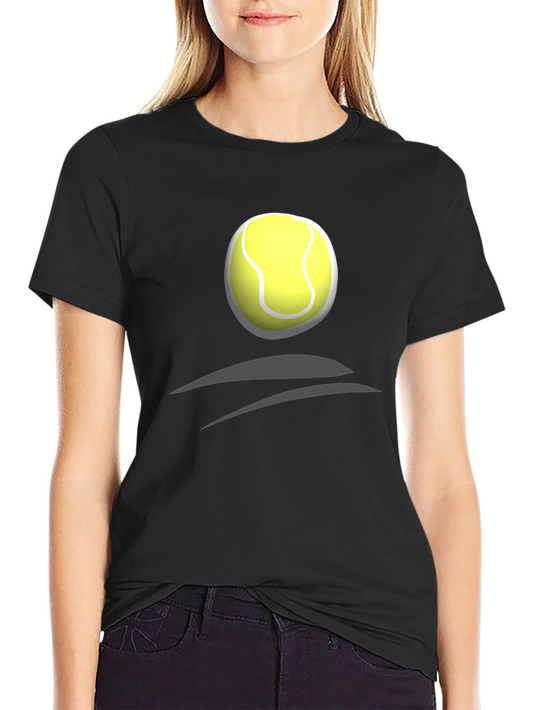 Tennis Ball Graphic Tee - Black Cotton T-Shirt