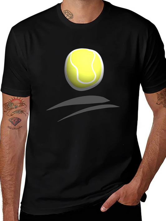 Tennis Ball Graphic Tee - Black Cotton T-Shirt