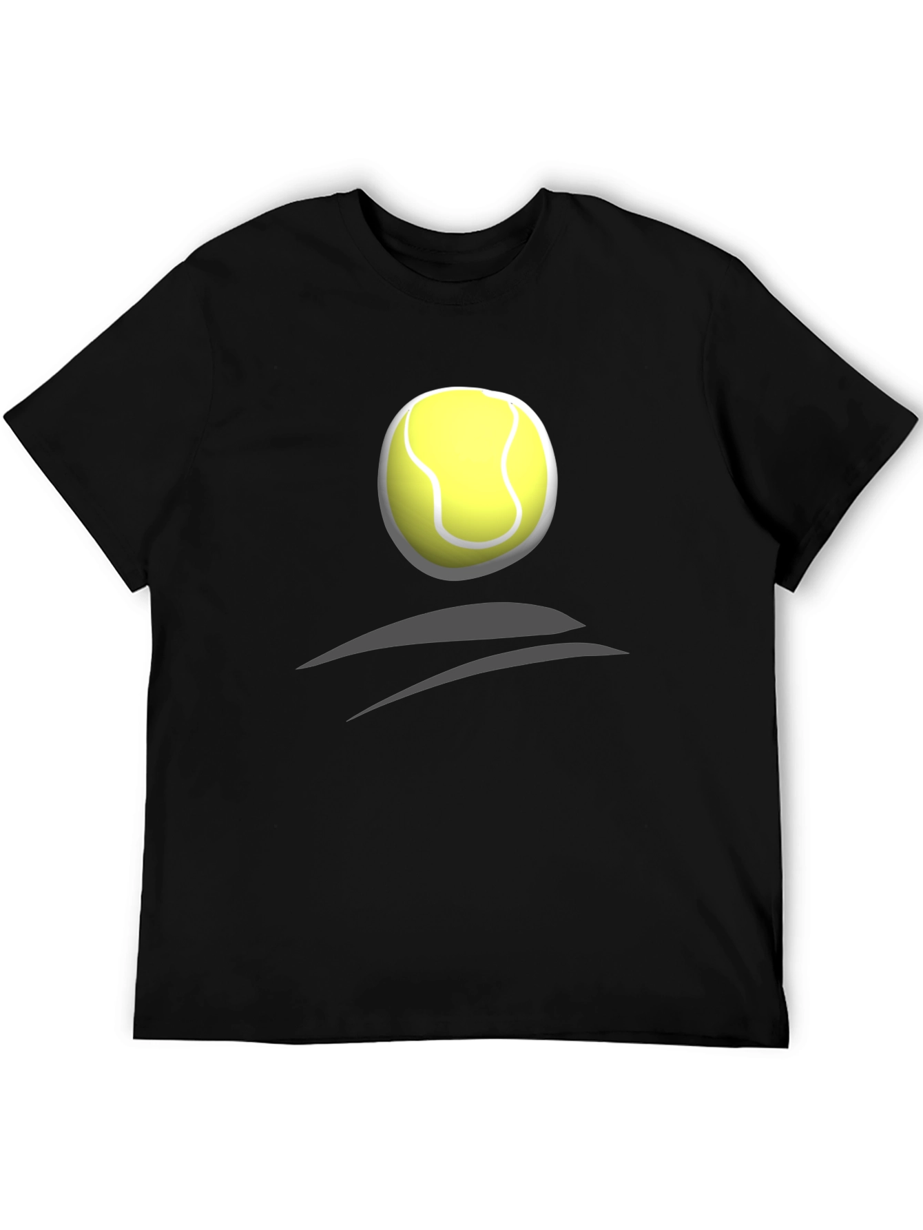 Tennis Ball Graphic Tee - Black Cotton T-Shirt