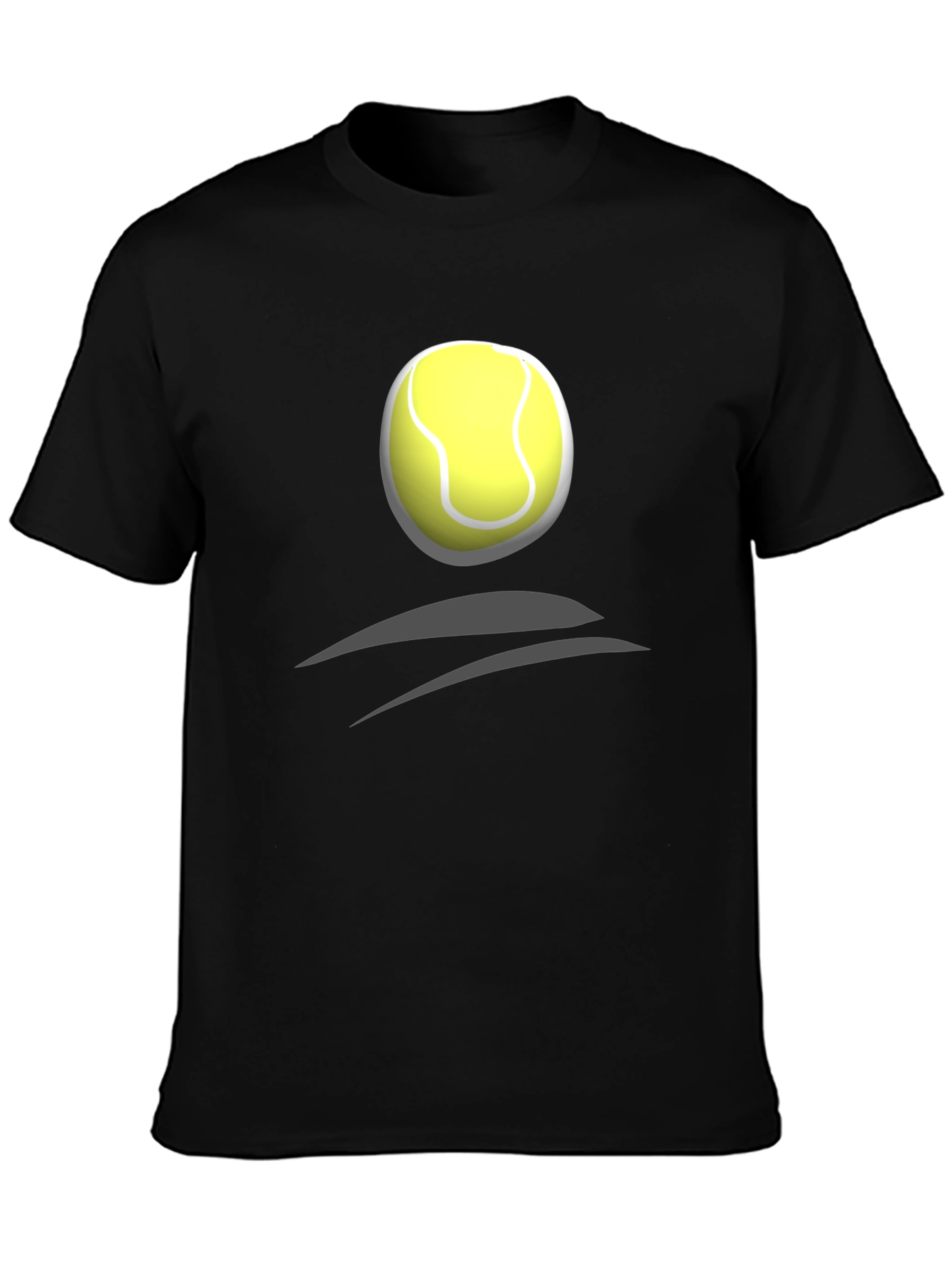 Tennis Ball Graphic Tee - Black Cotton T-Shirt