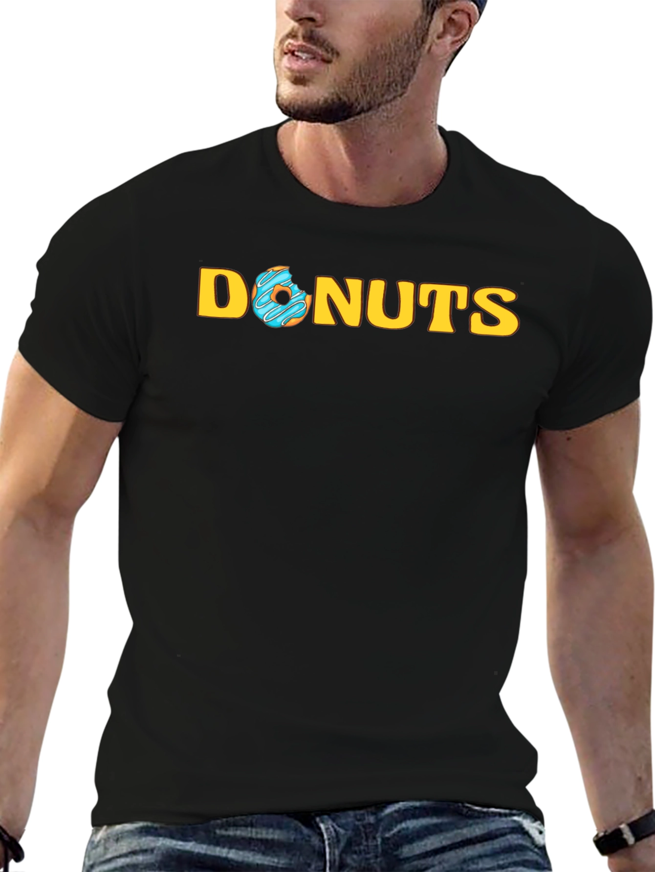 Donuts Graphic Tee -  Trendy Black T-Shirt