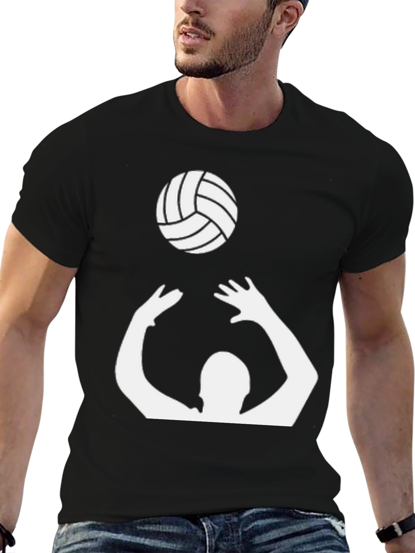 Volleyball Graphic Tee - Black Cotton Shirt