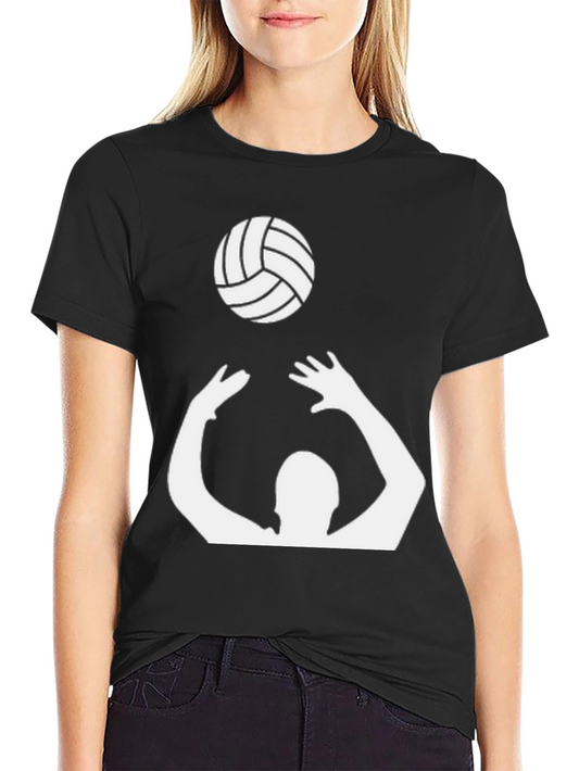 Volleyball Graphic Tee - Black Cotton Shirt