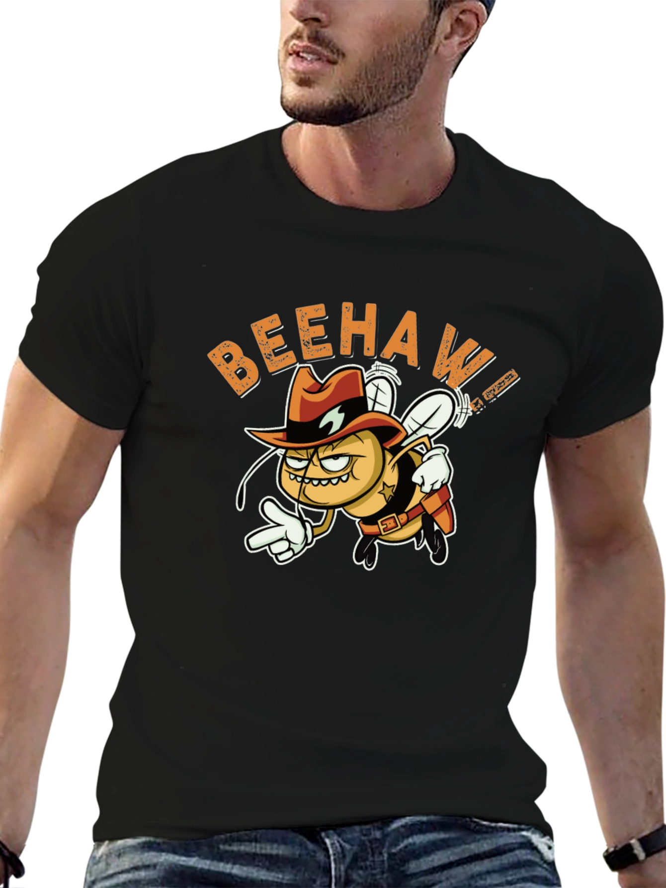Beehaw Cowboy Graphic Black Tee