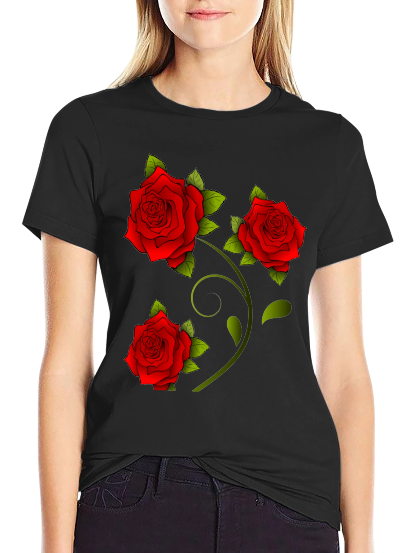Rose Graphic Tee - Floral Print