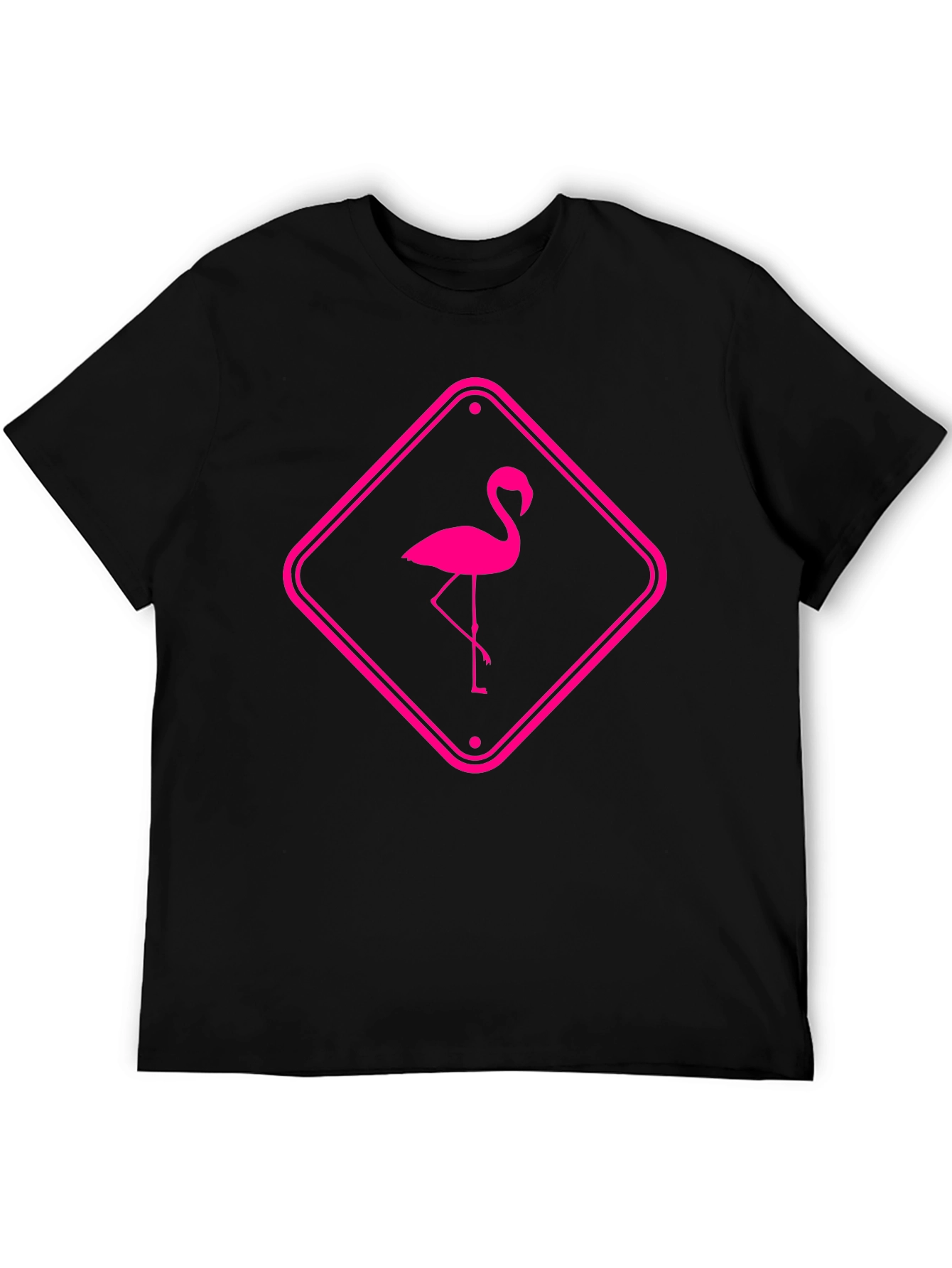 Pink Flamingo Graphic Tee - Mens Black T-Shirt