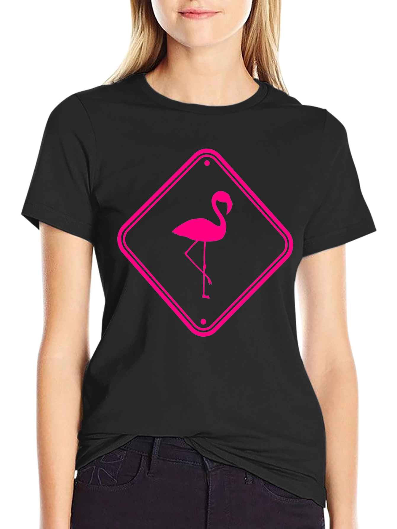 Pink Flamingo Graphic Tee - Mens Black T-Shirt
