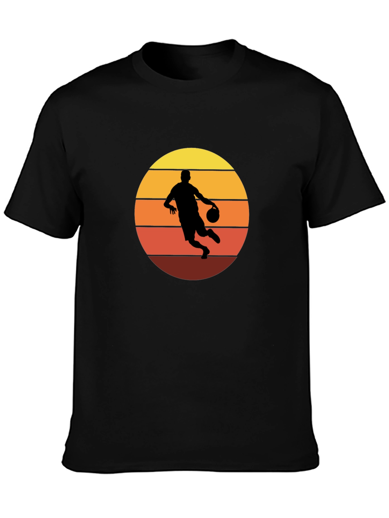 Retro Basketball Player Graphic T-Shirt - Black
