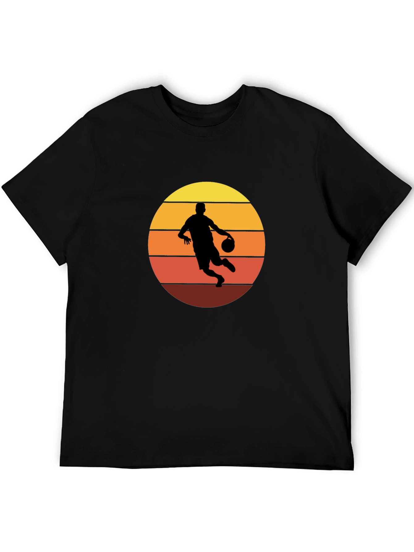 Retro Basketball Player Graphic T-Shirt - Black