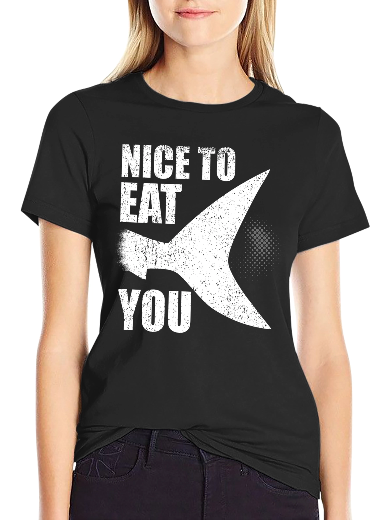 Funny Shark Fin Graphic Novelty T-Shirt