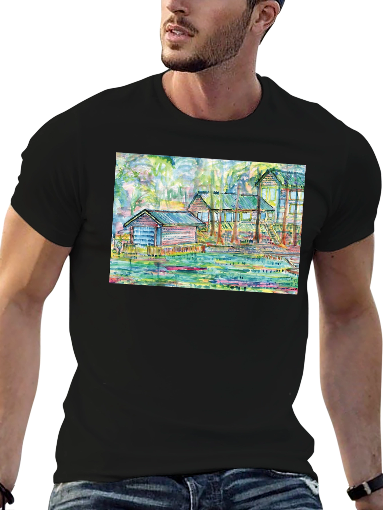 Unique Art T-Shirt: Louisiana Bayou Scene
