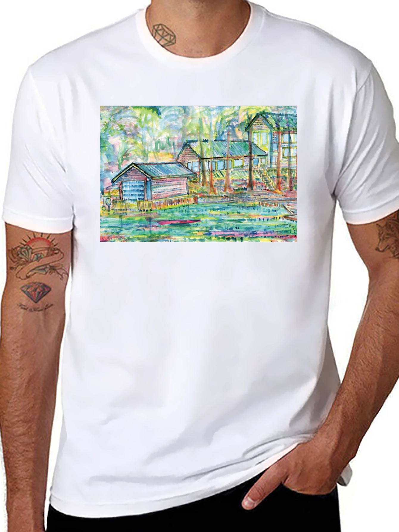 Unique Art T-Shirt: Louisiana Bayou Scene
