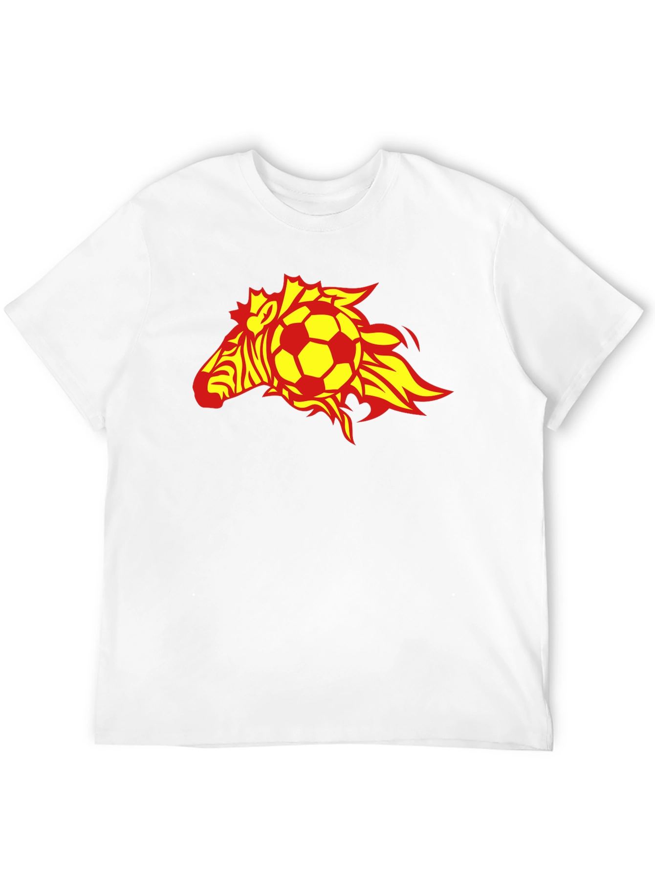 Flaming Zebra Soccer Ball Black T-Shirt