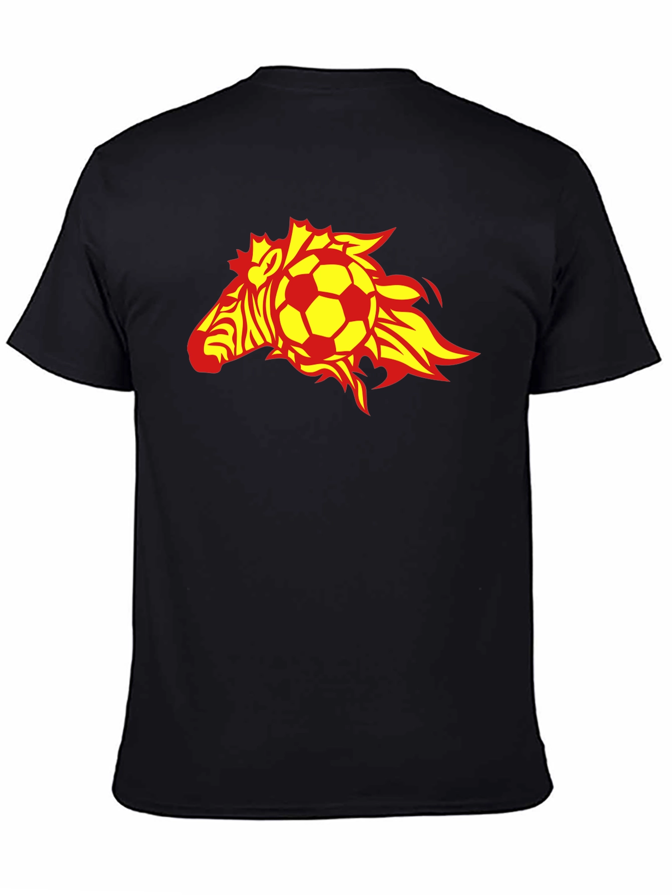 Flaming Zebra Soccer Ball Black T-Shirt