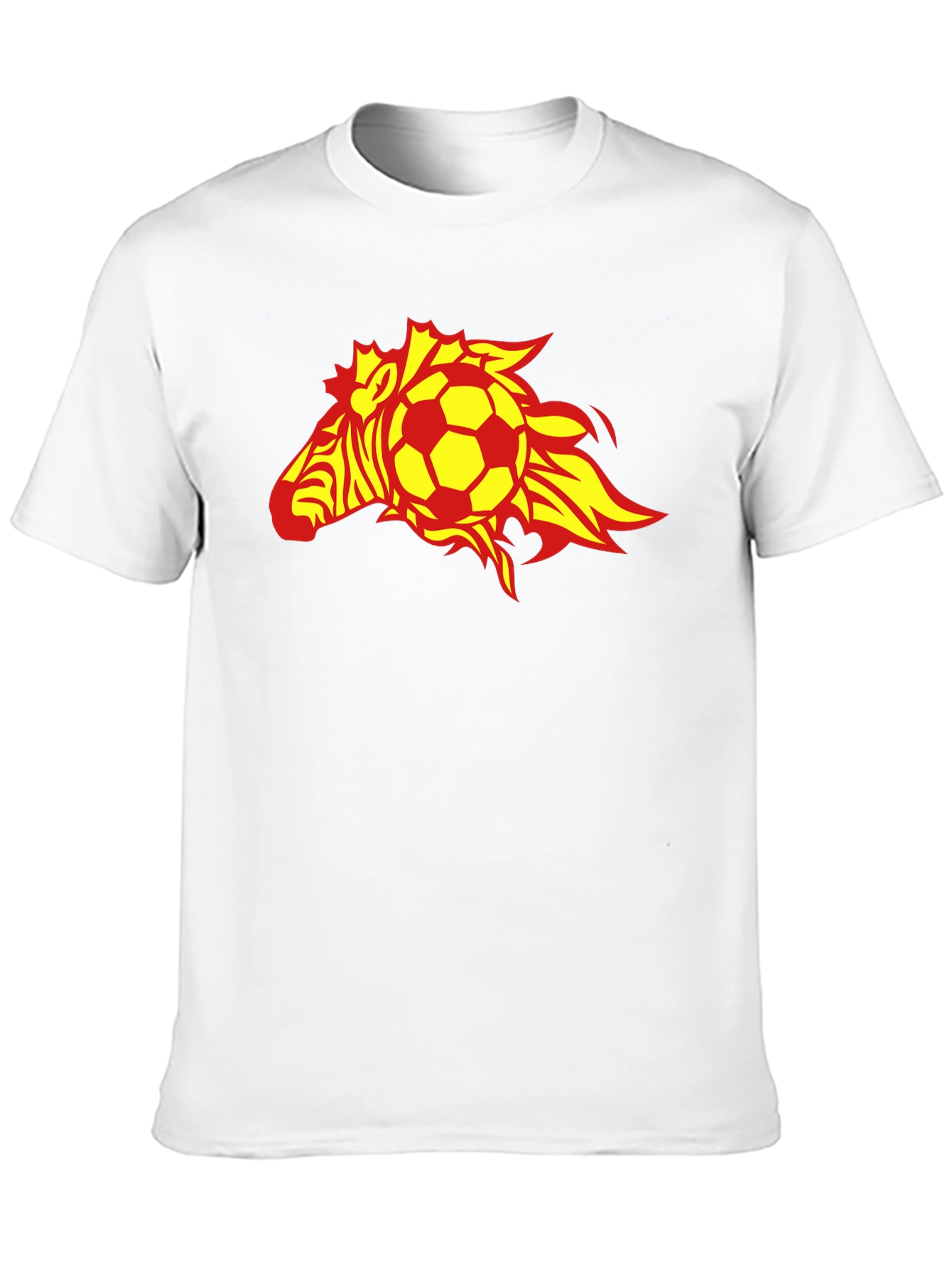 Flaming Zebra Soccer Ball Black T-Shirt
