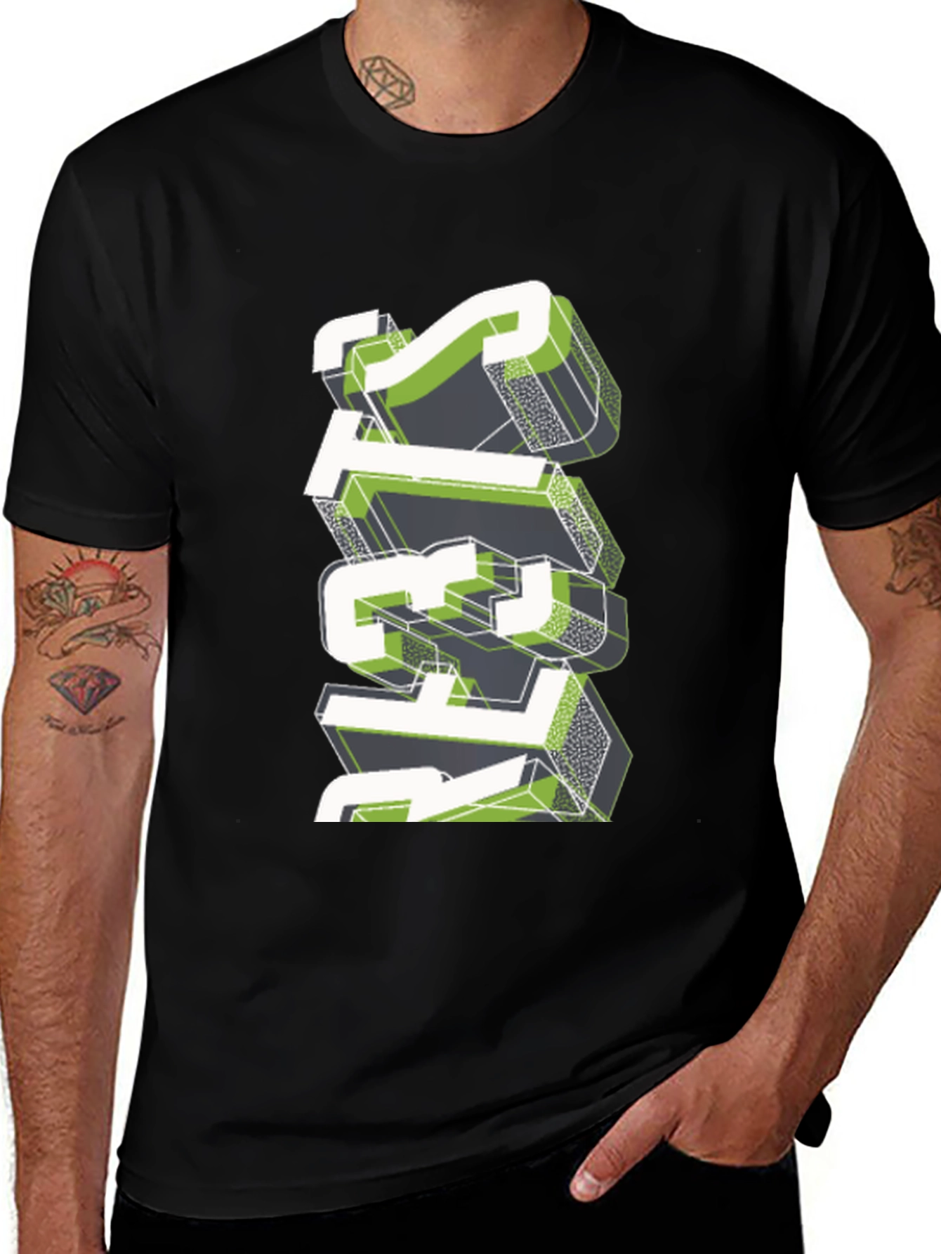 Stylish Geometric Graphic Print Black T-Shirt