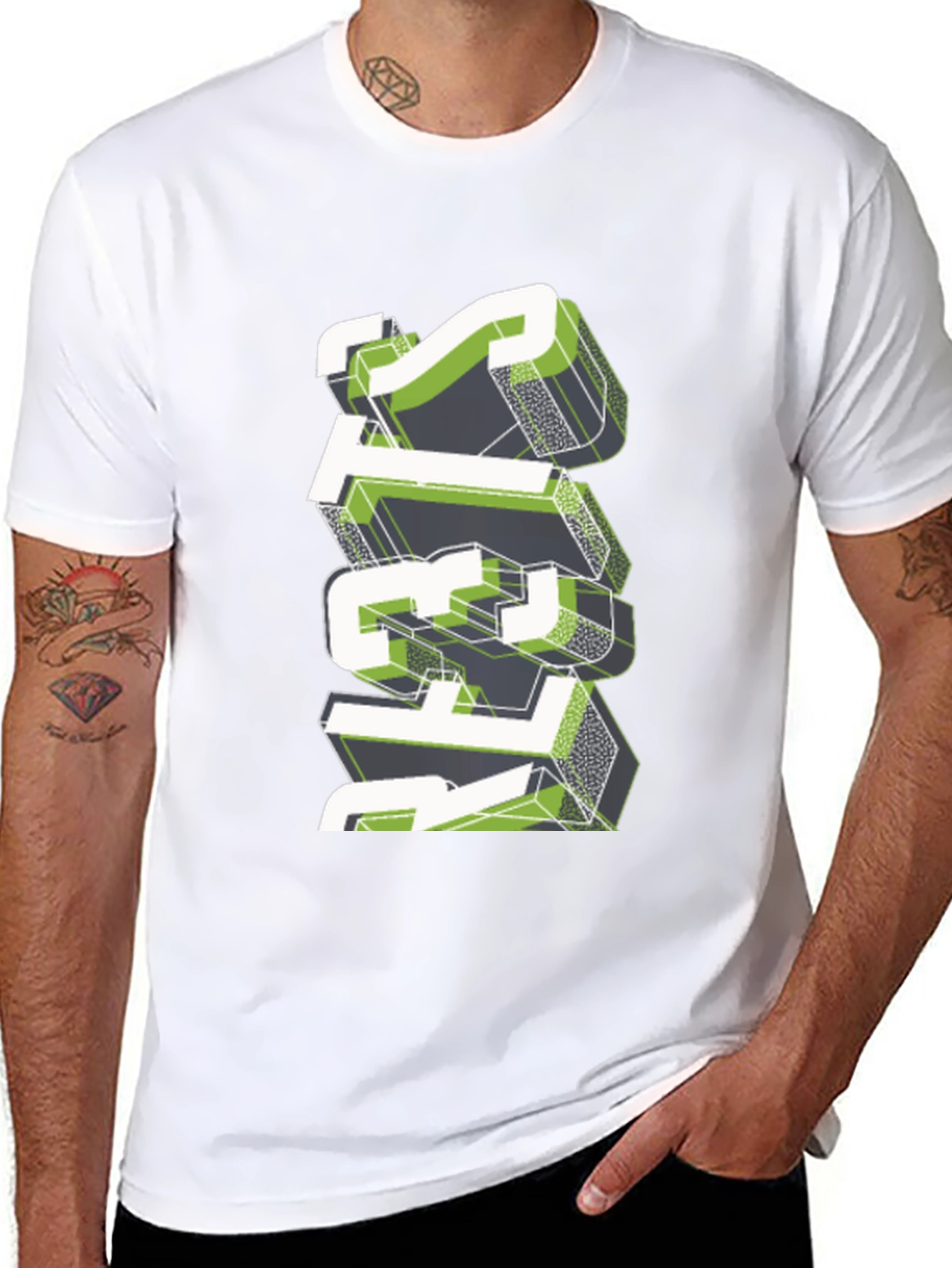 Stylish Geometric Graphic Print Black T-Shirt