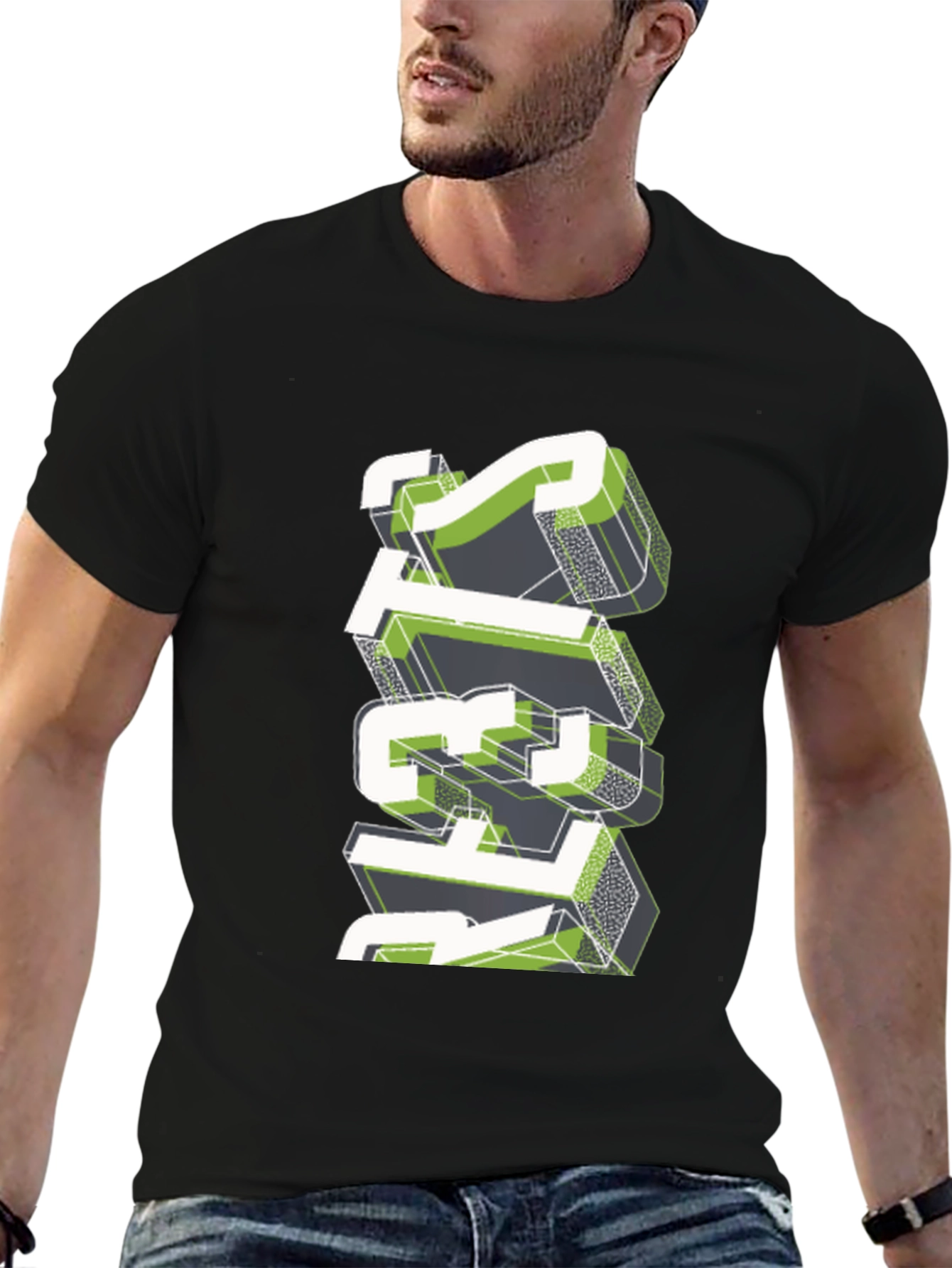 Stylish Geometric Graphic Print Black T-Shirt