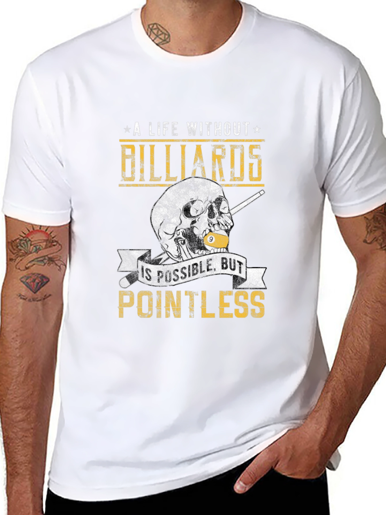 Billiards Skull Graphic Tee - Pointless Without Billiards!