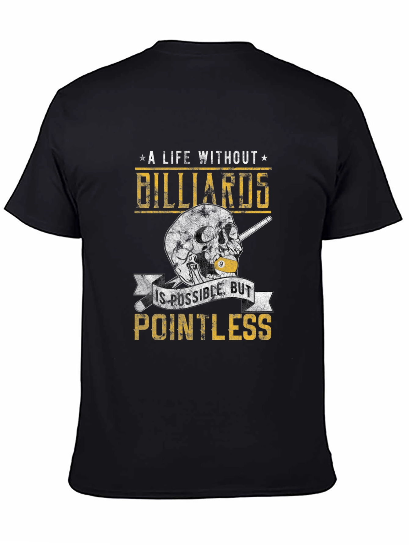 Billiards Skull Graphic Tee - Pointless Without Billiards!