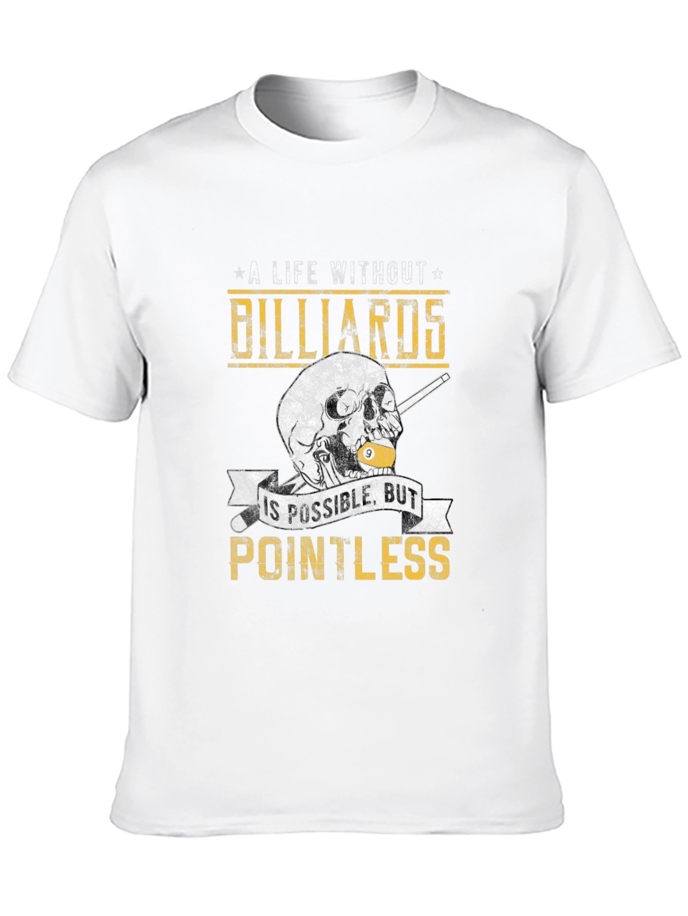 Billiards Skull Graphic Tee - Pointless Without Billiards!