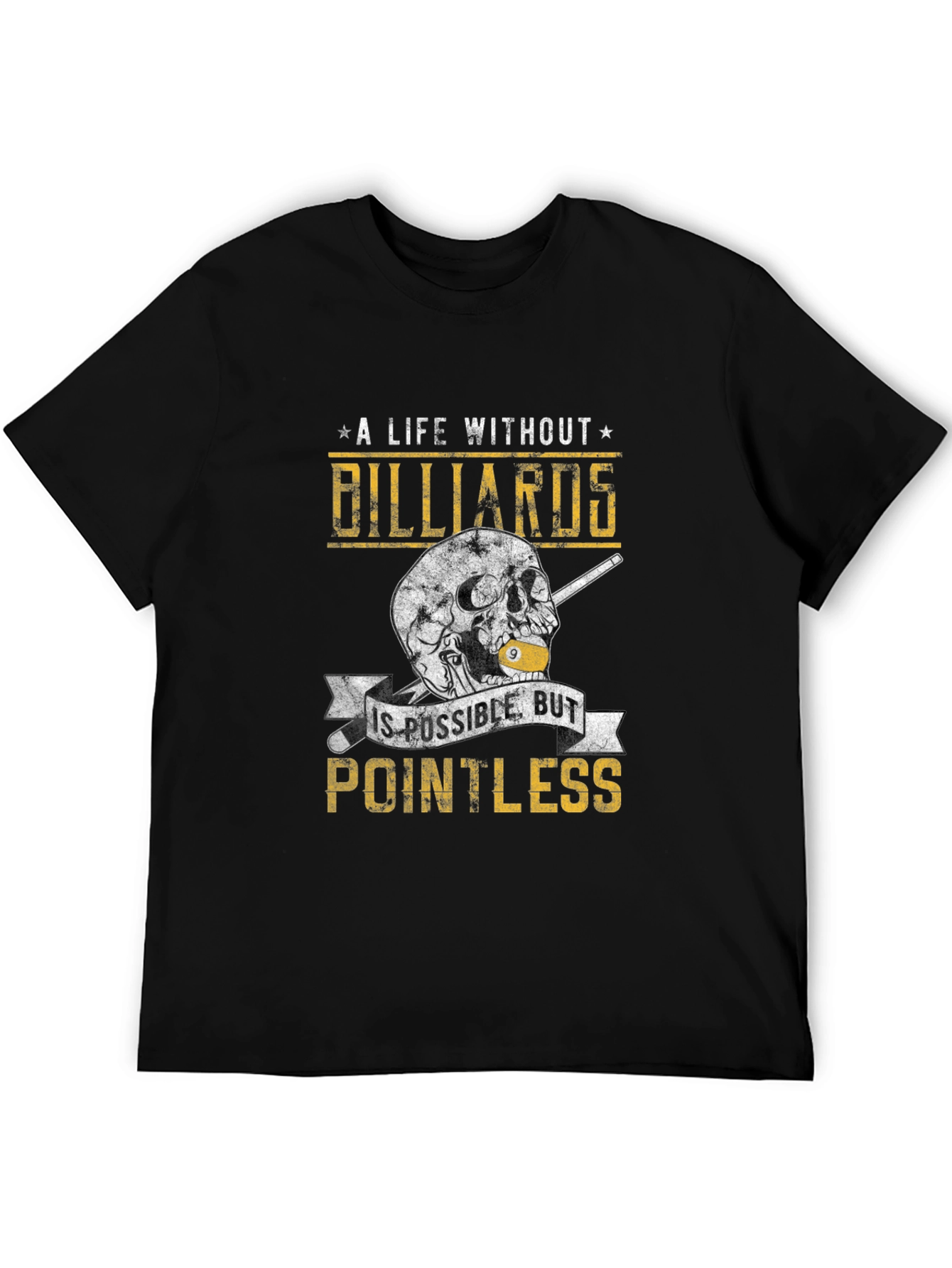Billiards Skull Graphic Tee - Pointless Without Billiards!