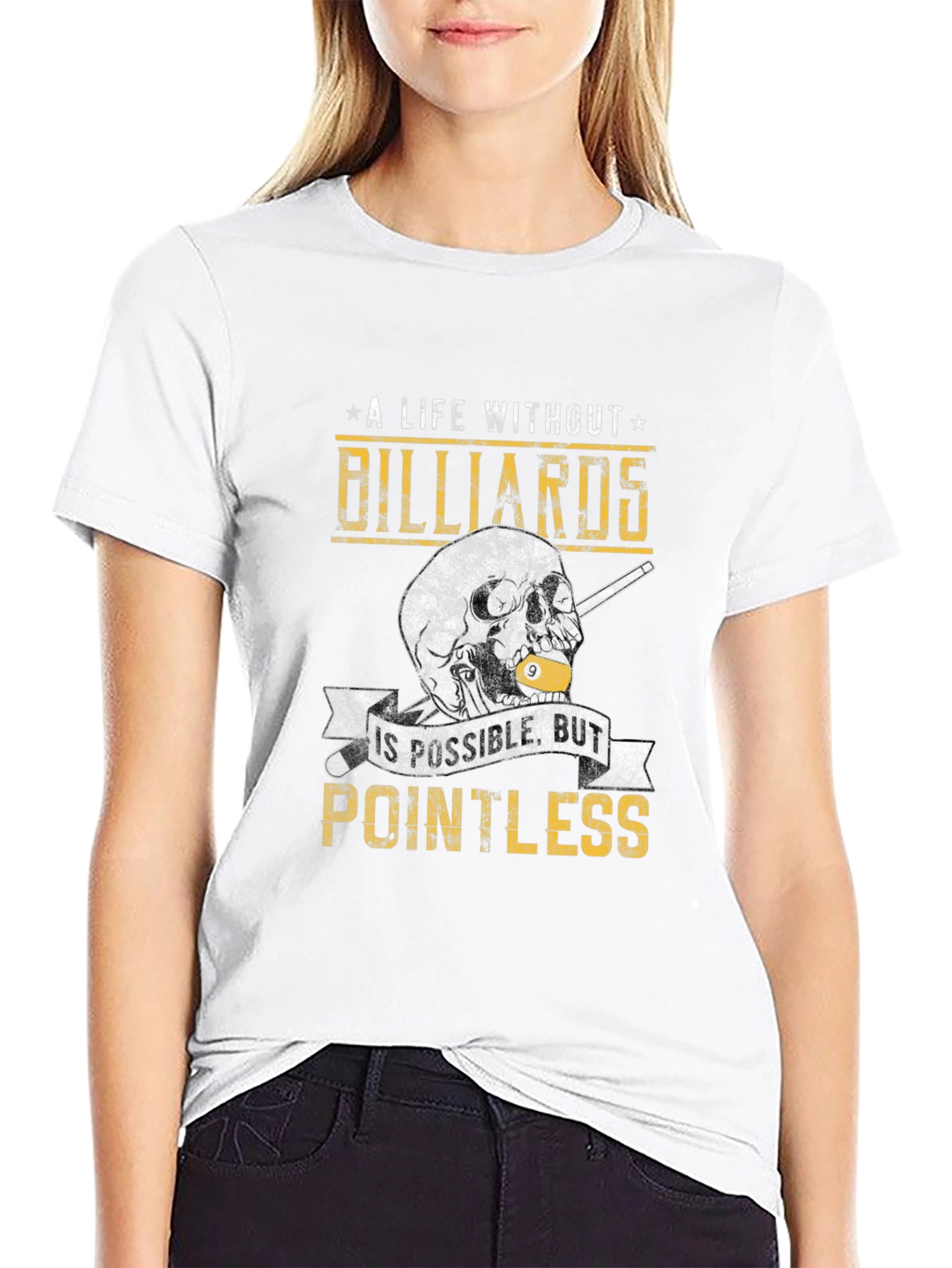 Billiards Skull Graphic Tee - Pointless Without Billiards!