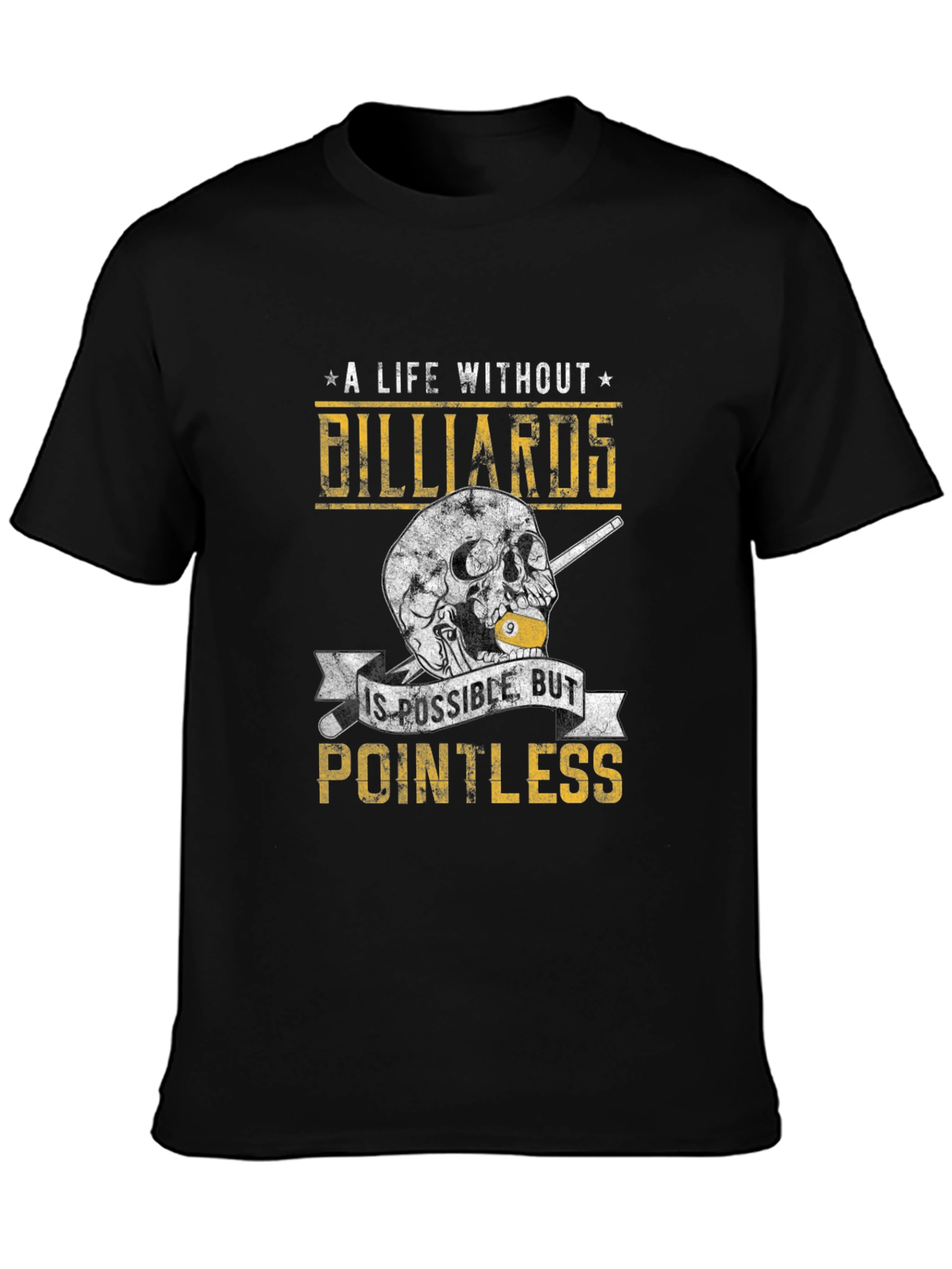 Billiards Skull Graphic Tee - Pointless Without Billiards!