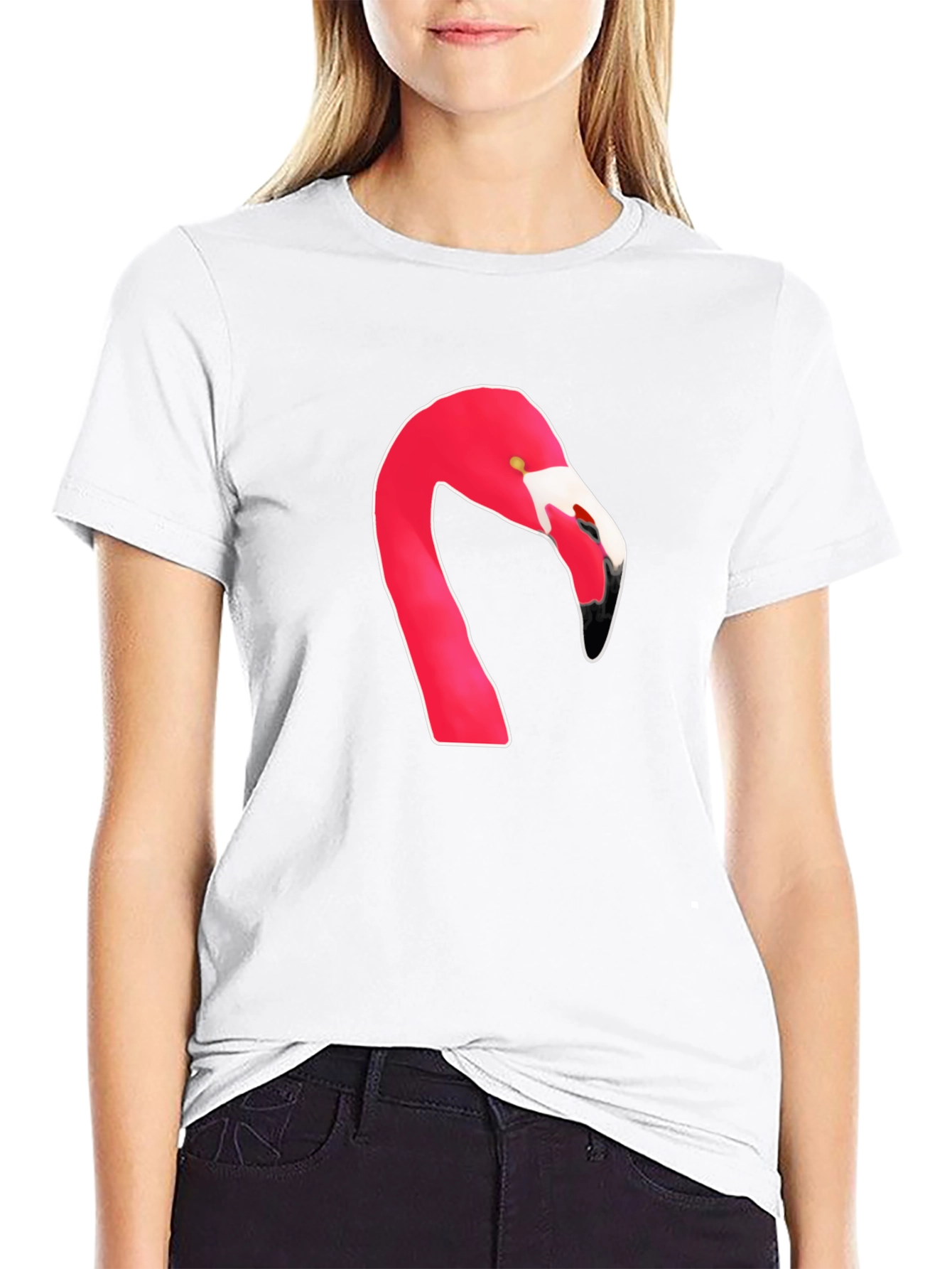 Flamingo Head Graphic Tee - Casual Black T-Shirt