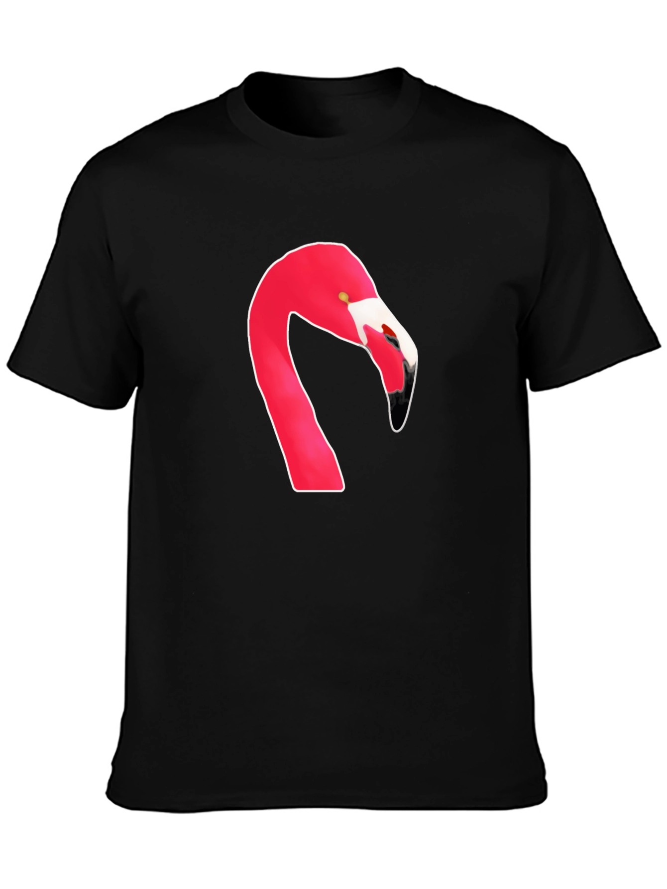 Flamingo Head Graphic Tee - Casual Black T-Shirt